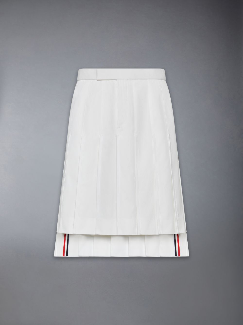 Men Thom Browne Typewriter Self Tipping Midi Classic Pleated Skirts White | TTB92V71367