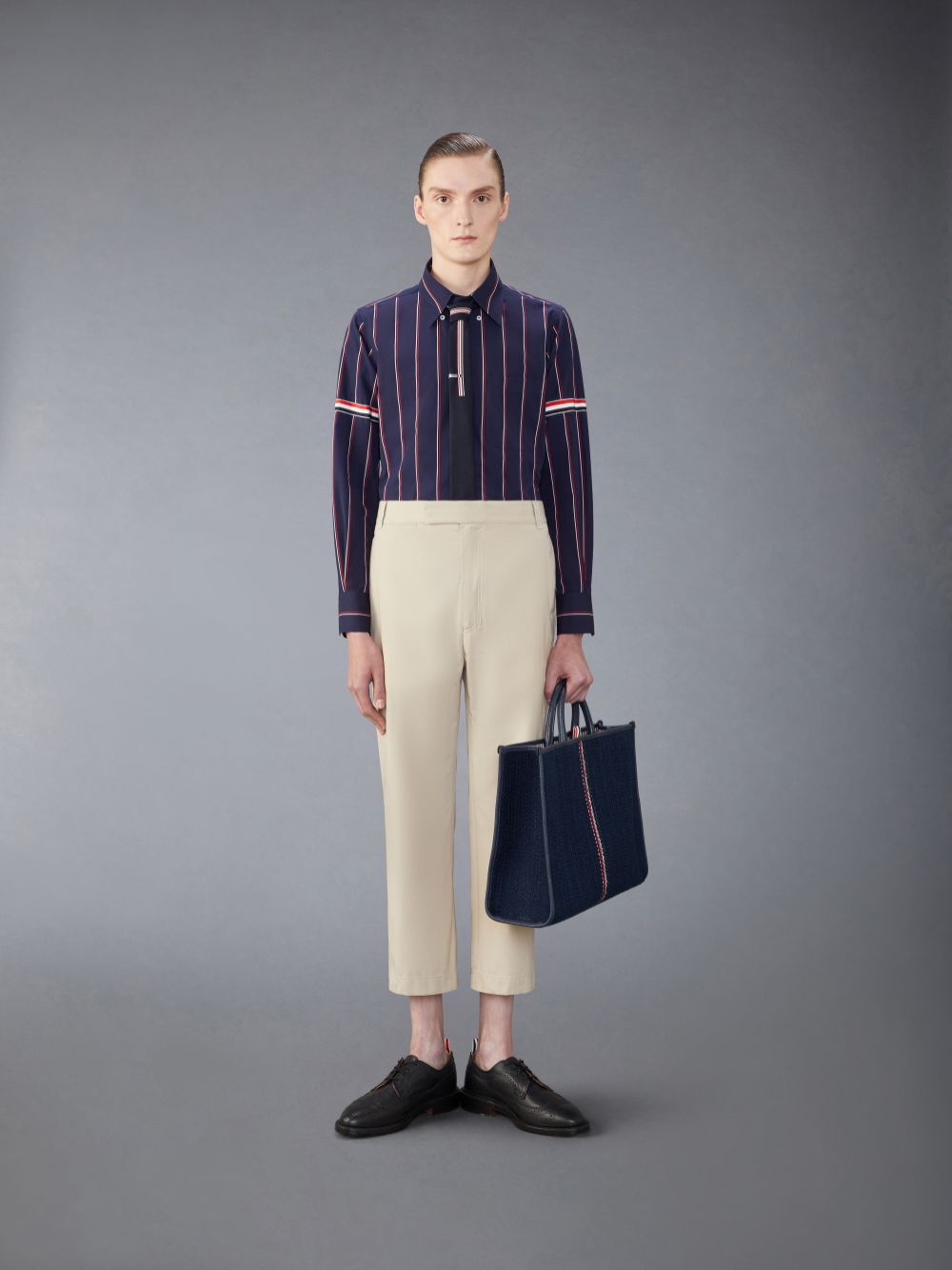 Men Thom Browne Typewriter Straight Leg Pants Beige | VKJ01X27310