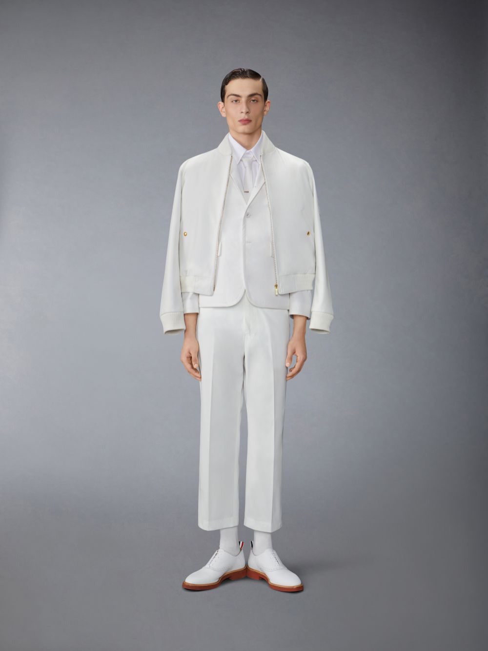 Men Thom Browne Typewriter Unconstructed Straight Leg Pants White | YFK32Y99533