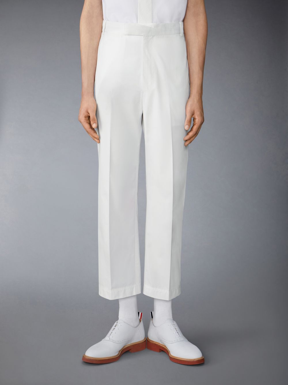 Men Thom Browne Typewriter Unconstructed Straight Leg Pants White | YFK32Y99533