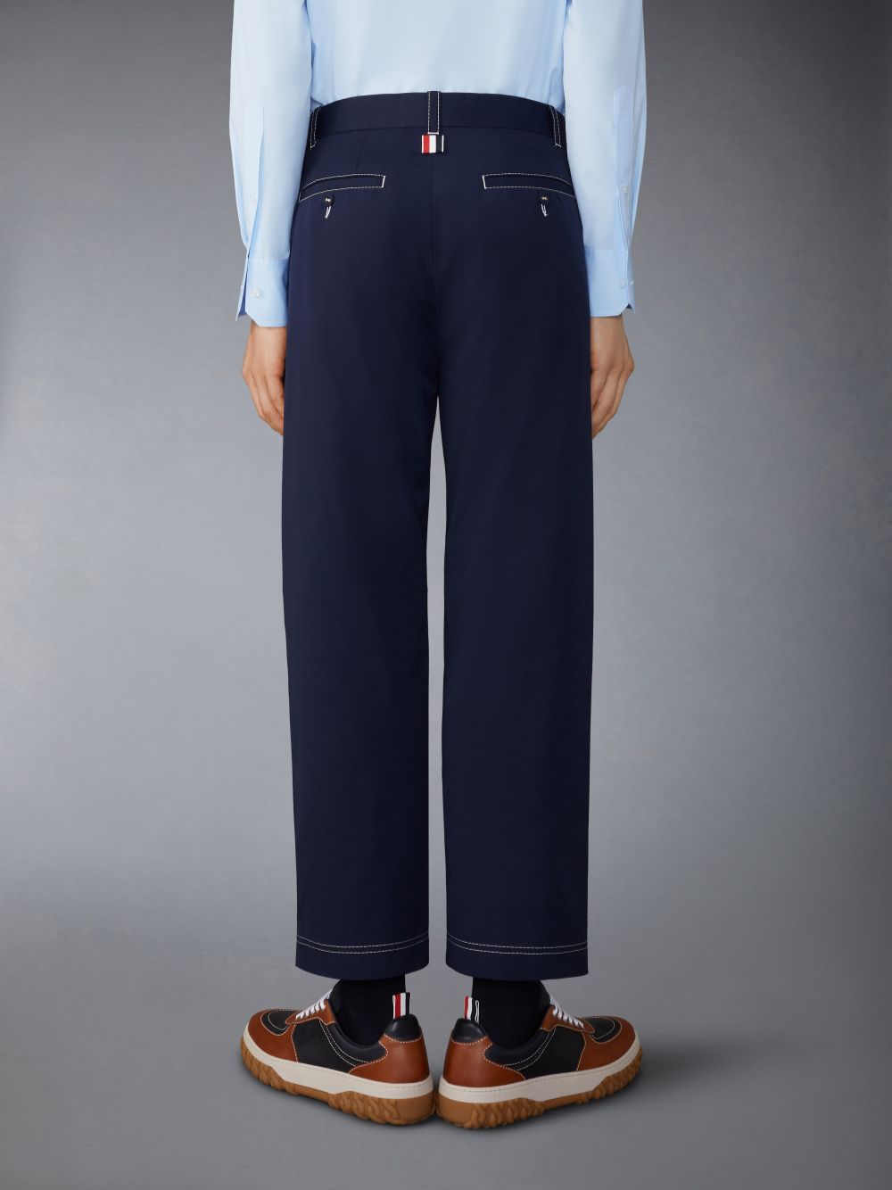 Men Thom Browne Typewriter Unconstructed Straight Leg Pants Blue | DDI03H39474