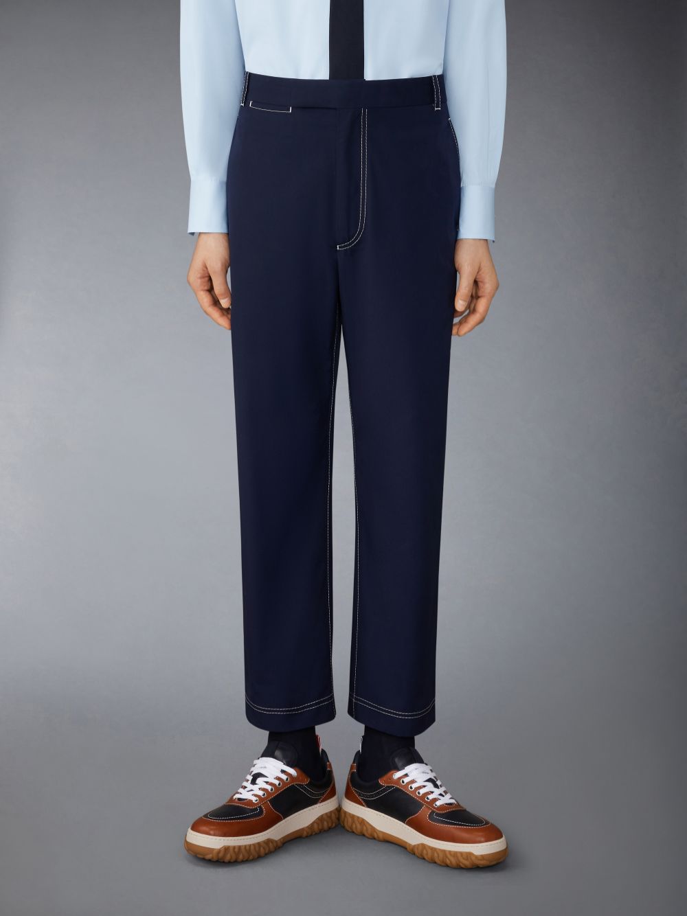 Men Thom Browne Typewriter Unconstructed Straight Leg Pants Blue | DDI03H39474