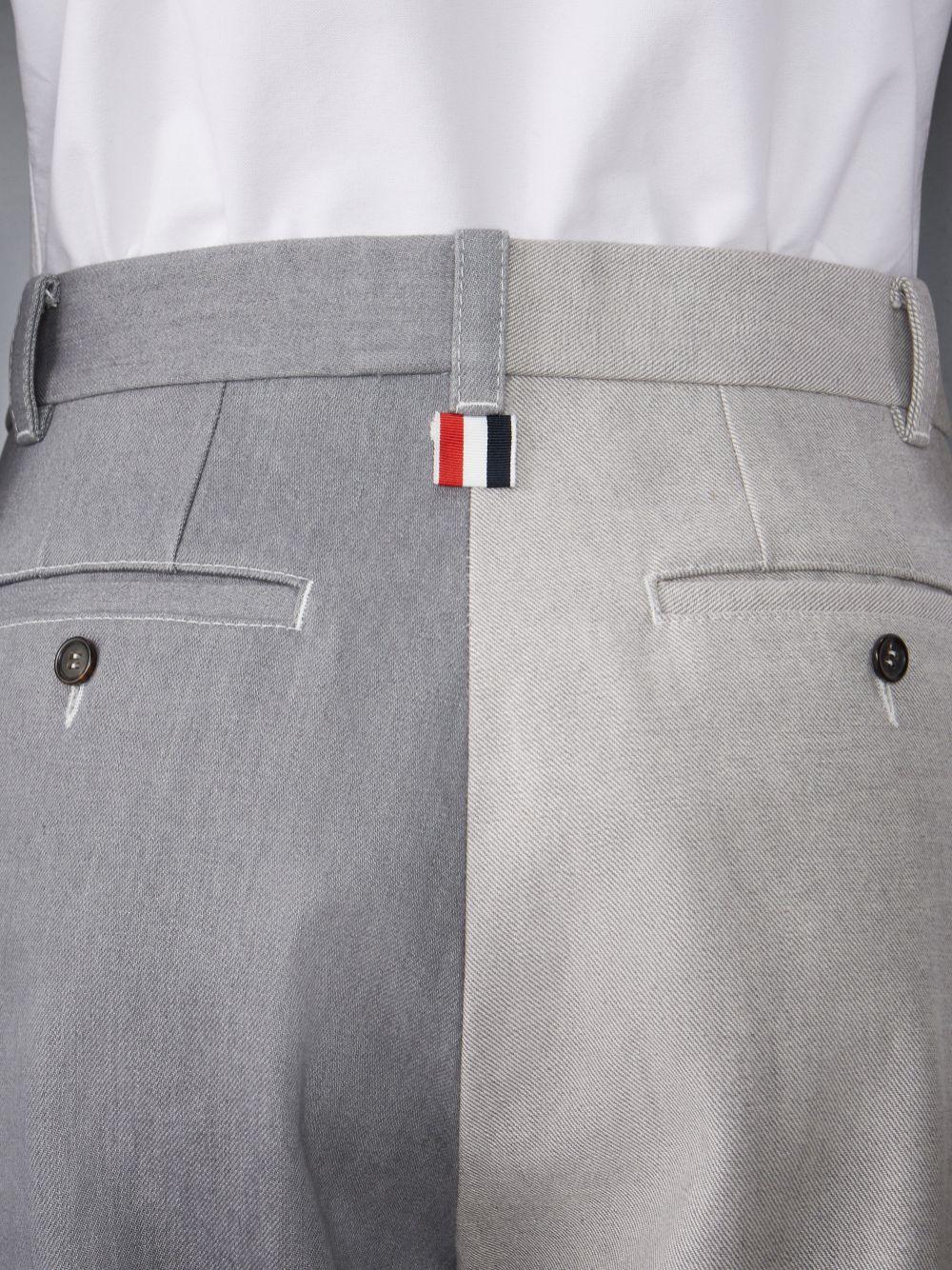Men Thom Browne Washed Denim Contrast Topstitching Unconstructed Straight Leg Pants Grey | BYI62S07729