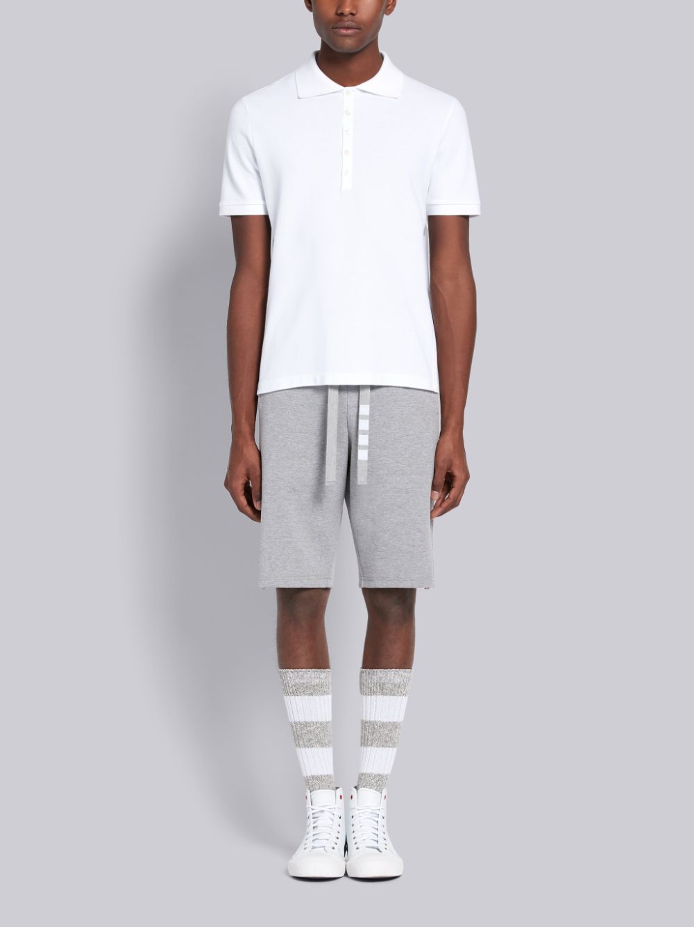 Men Thom Browne White Classic Cotton Pique Side Insert 4-Bar Polo Shirt White | PPC44G06479