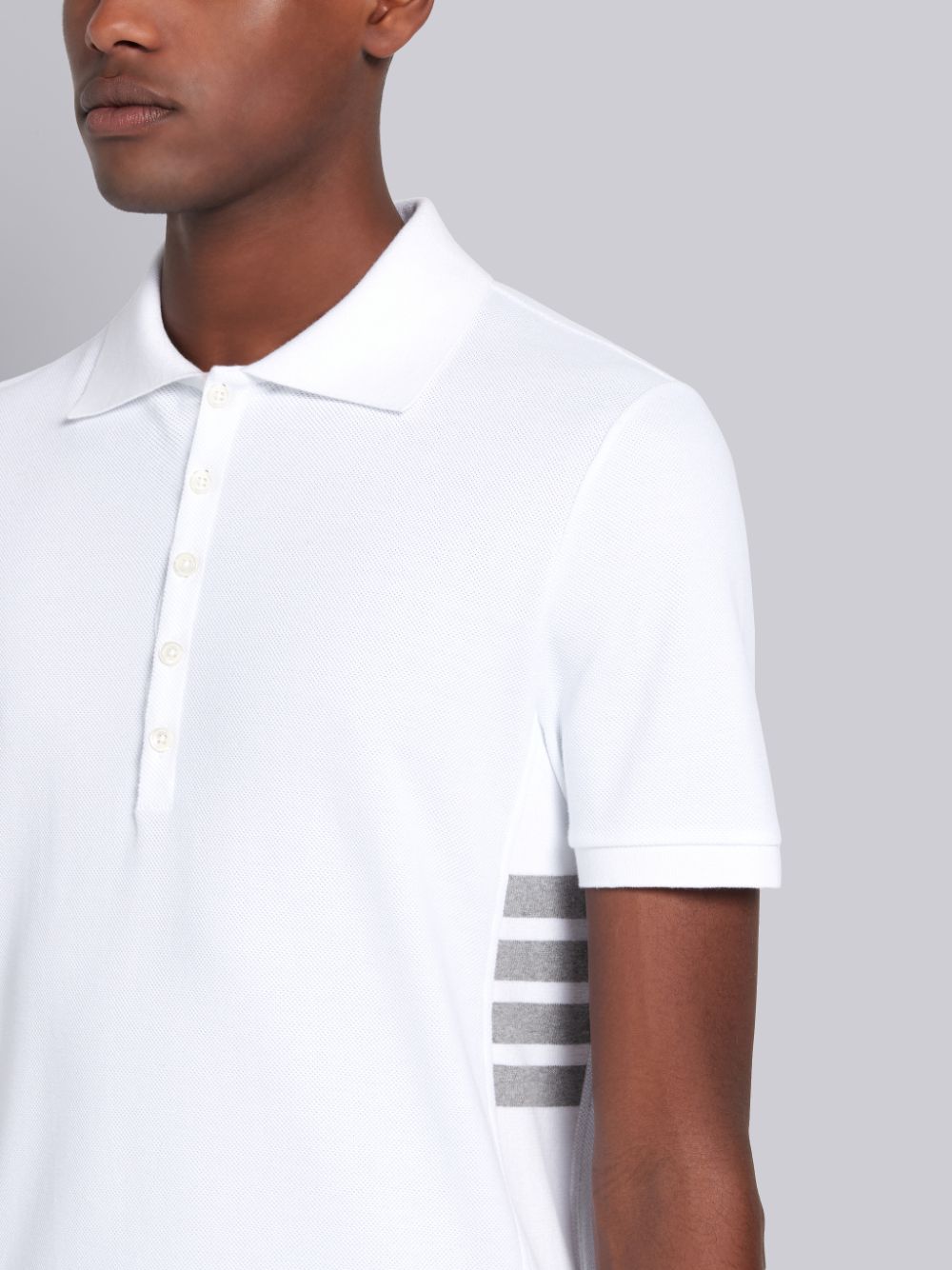 Men Thom Browne White Classic Cotton Pique Side Insert 4-Bar Polo Shirt White | PPC44G06479