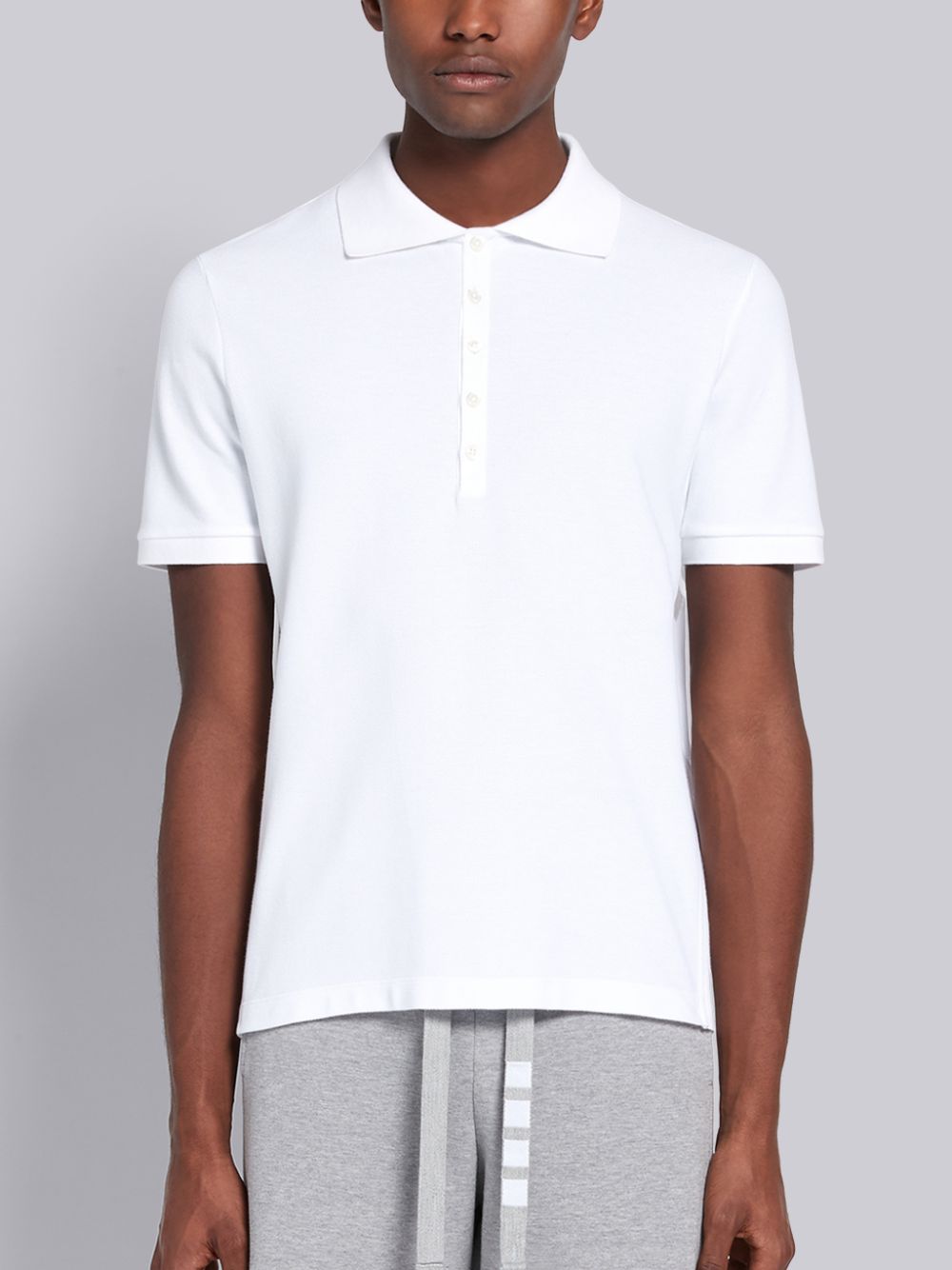 Men Thom Browne White Classic Cotton Pique Side Insert 4-Bar Polo Shirt White | PPC44G06479