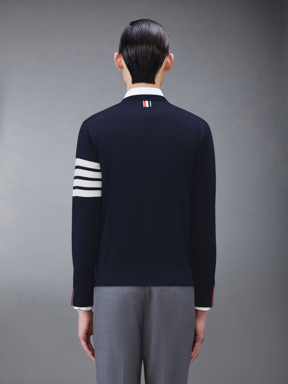 Men Thom Browne Wool 4-Bar Pullover Blue | YGZ93P01239