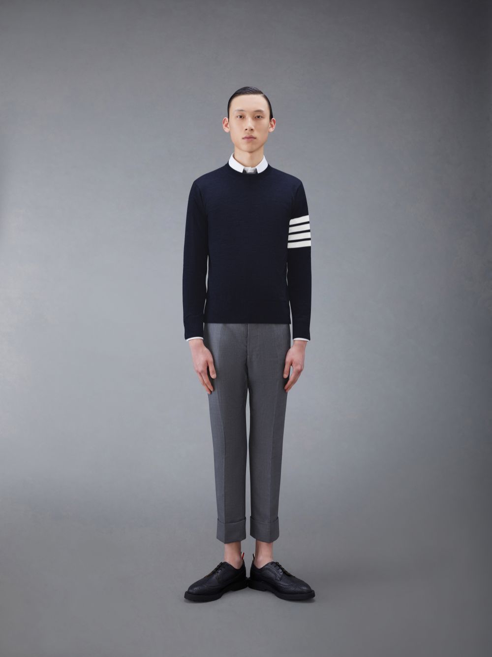 Men Thom Browne Wool 4-Bar Pullover Blue | YGZ93P01239