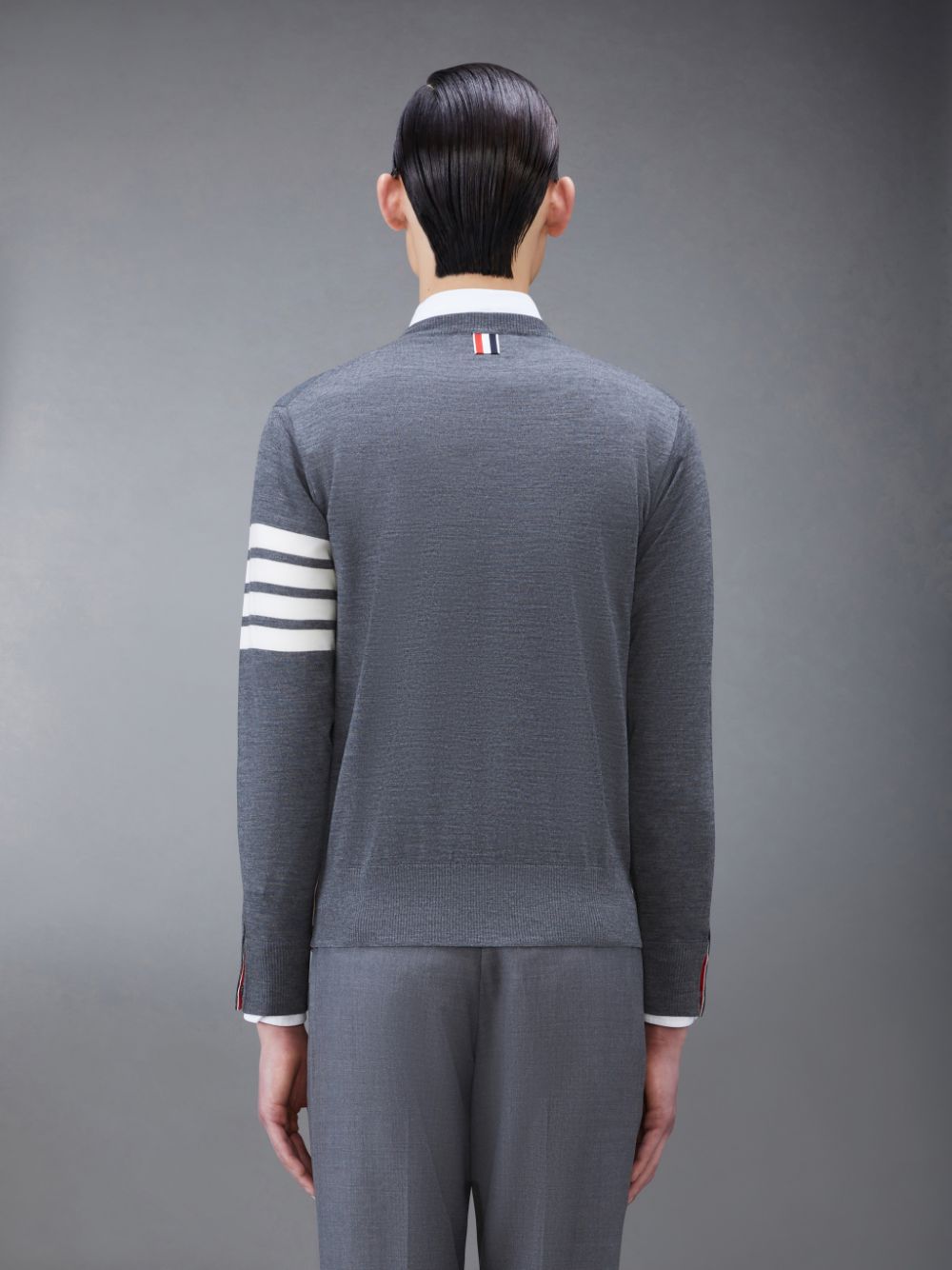 Men Thom Browne Wool 4-Bar Pullover Grey | NWJ92A89531