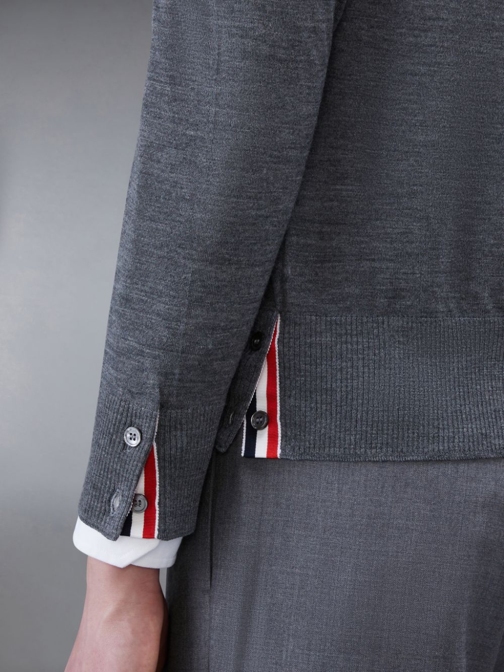 Men Thom Browne Wool 4-Bar Pullover Grey | NWJ92A89531