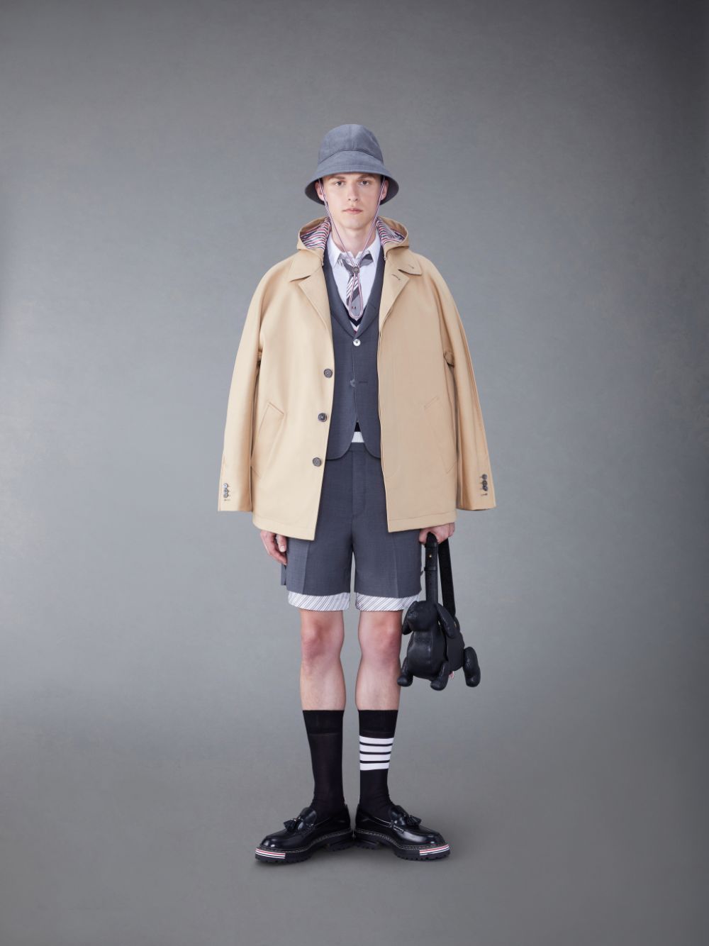Men Thom Browne Wool 4-Bar Sack Sport Coats Grey | XMN12I57867