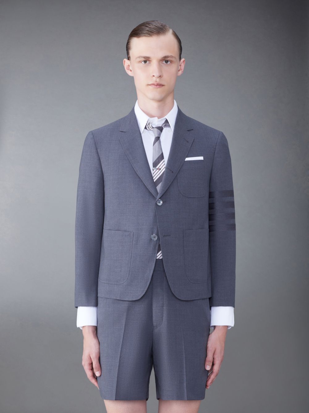 Men Thom Browne Wool 4-Bar Sack Sport Coats Grey | XMN12I57867