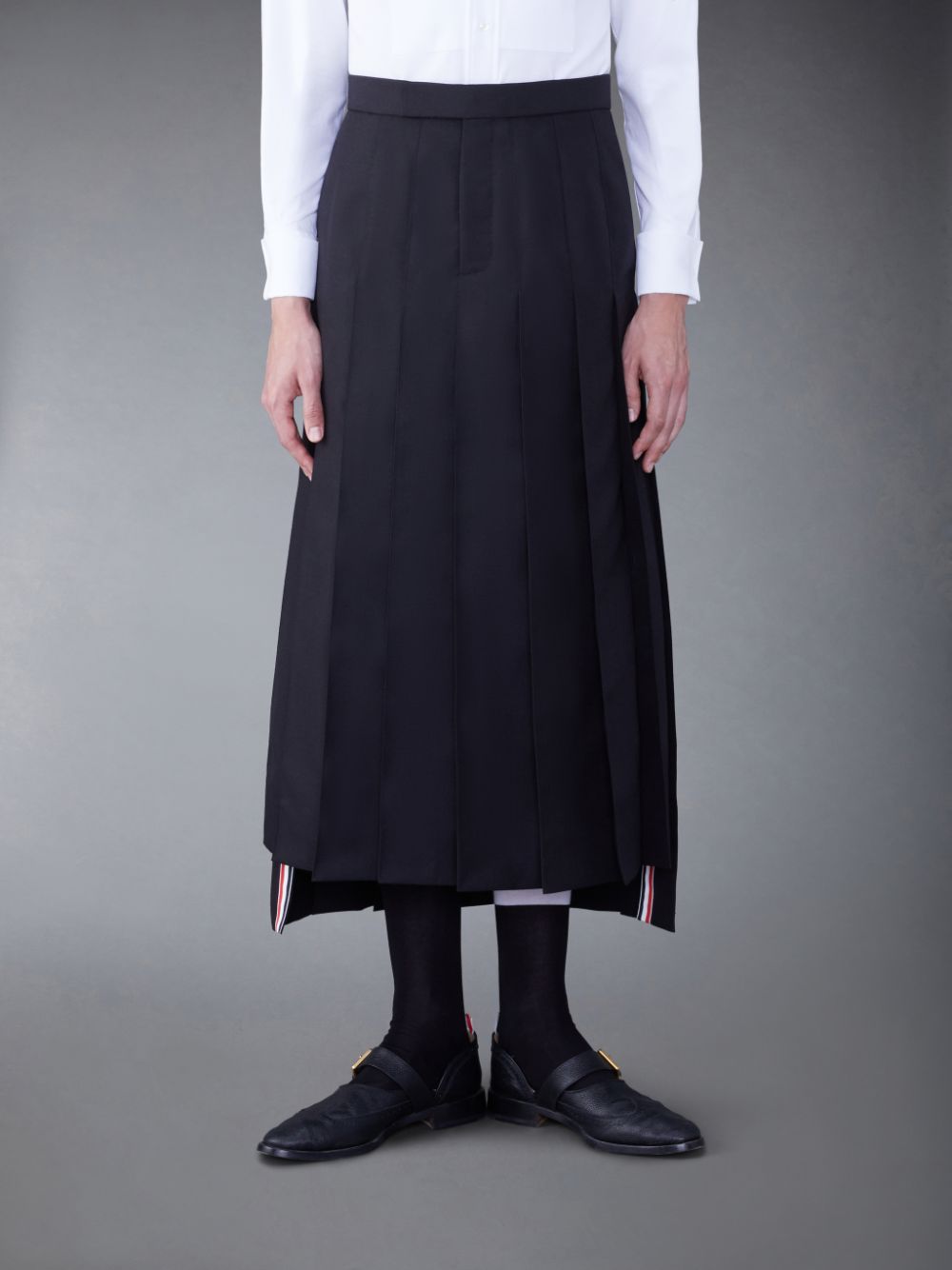 Men Thom Browne Wool Classic Pleated Skirts Black | QPQ16Q29458