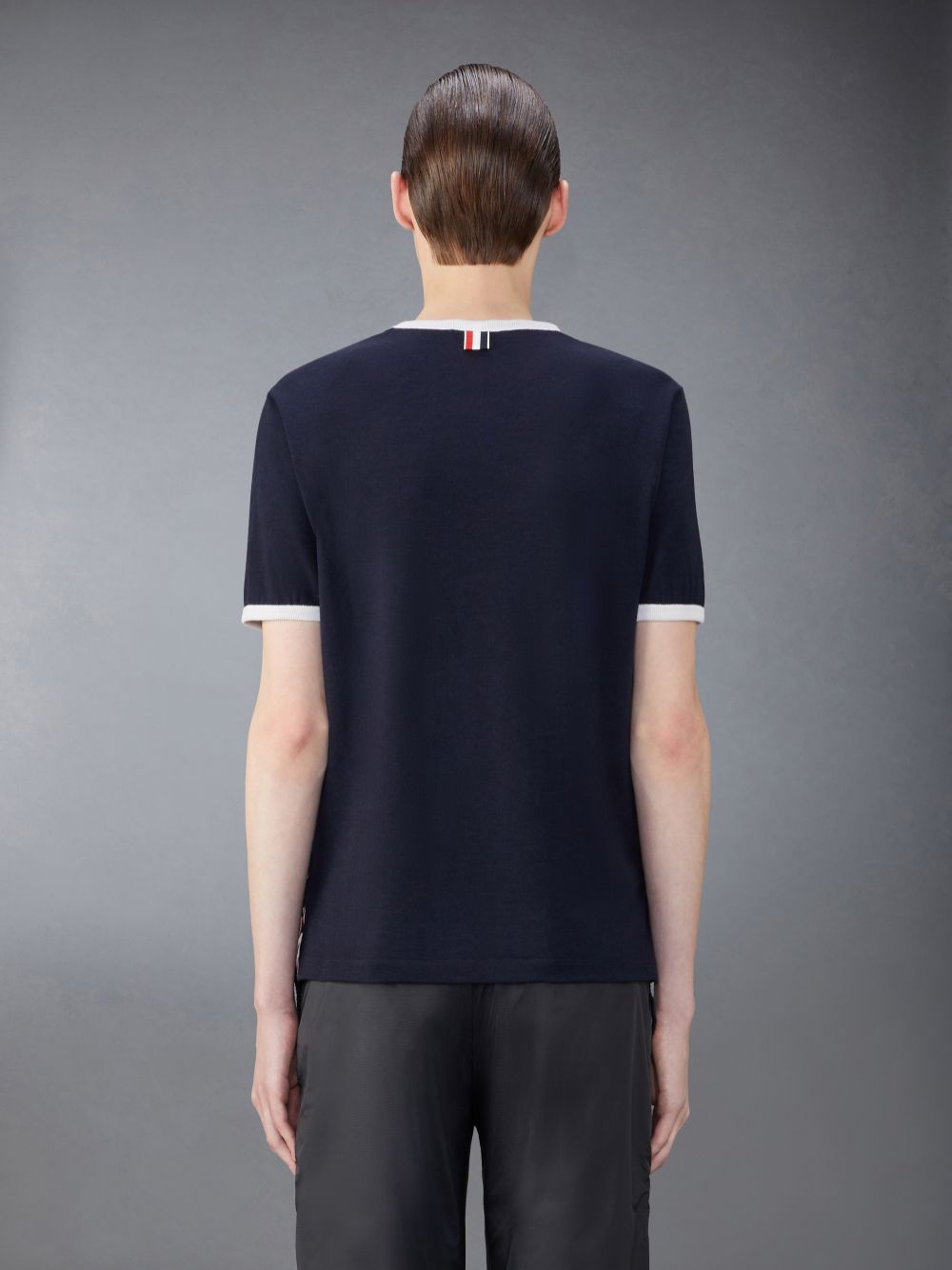 Men Thom Browne Wool Jersey Ringer T Shirts Blue | PRK11M52977