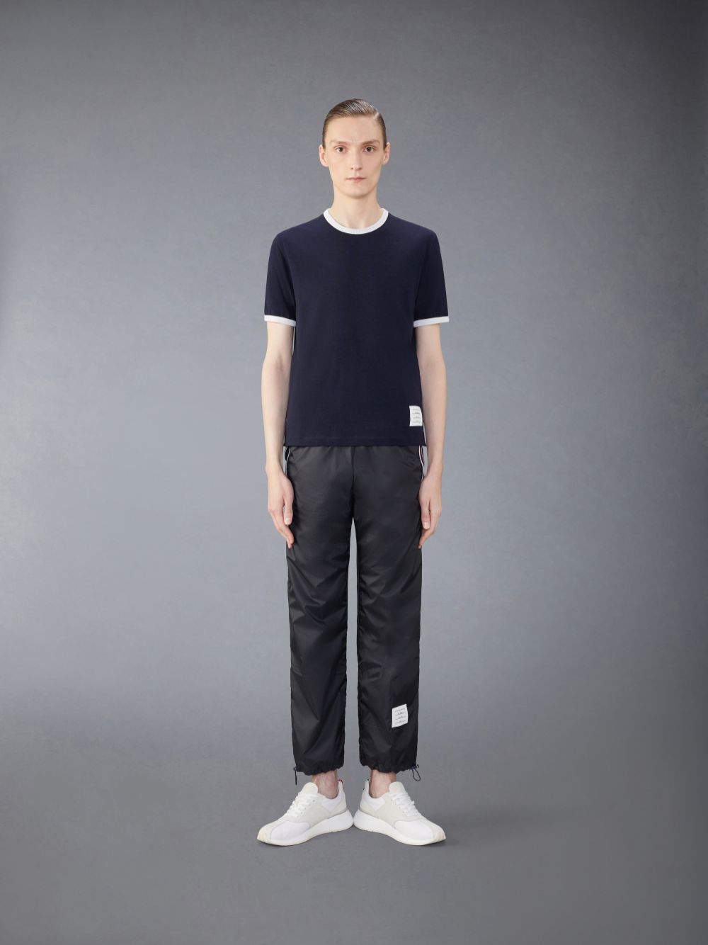 Men Thom Browne Wool Jersey Ringer T Shirts Blue | PRK11M52977