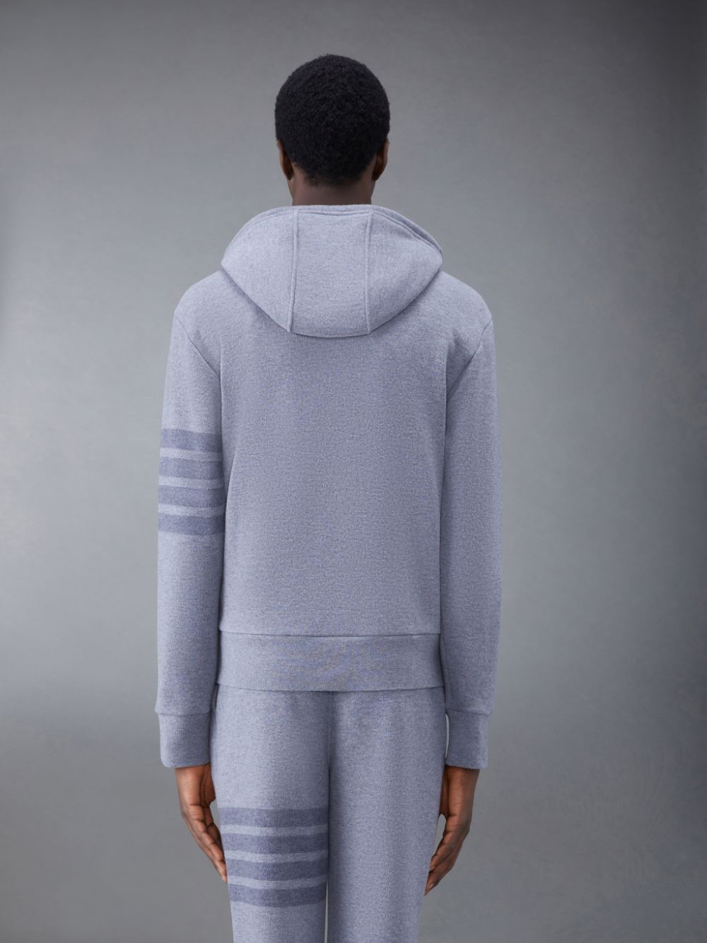 Men Thom Browne Wool Loopback 4-Bar Hoodie Pullover Grey | JOV36C24151