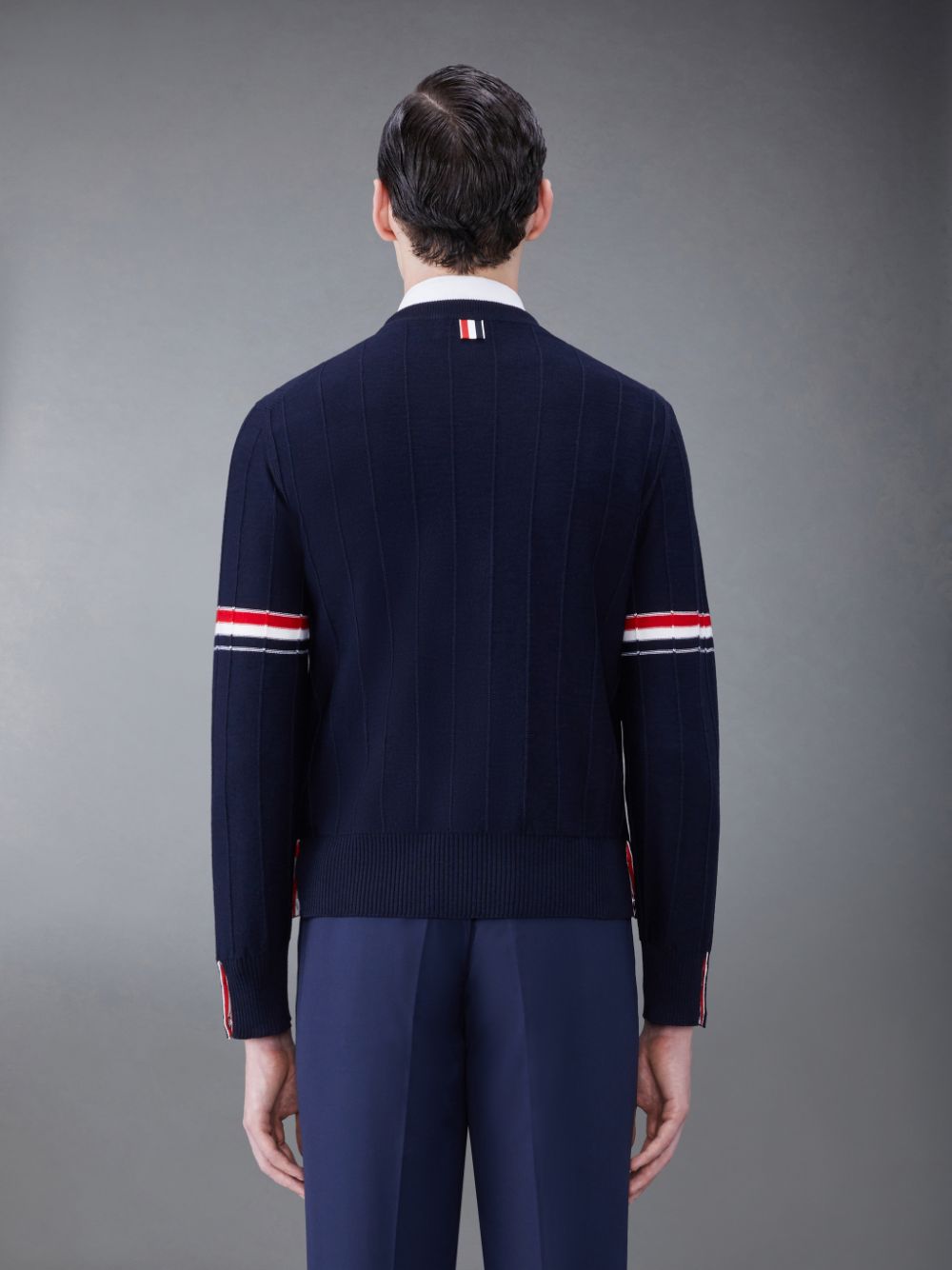 Men Thom Browne Wool Relaxed Pullover Blue | VKF42X55880