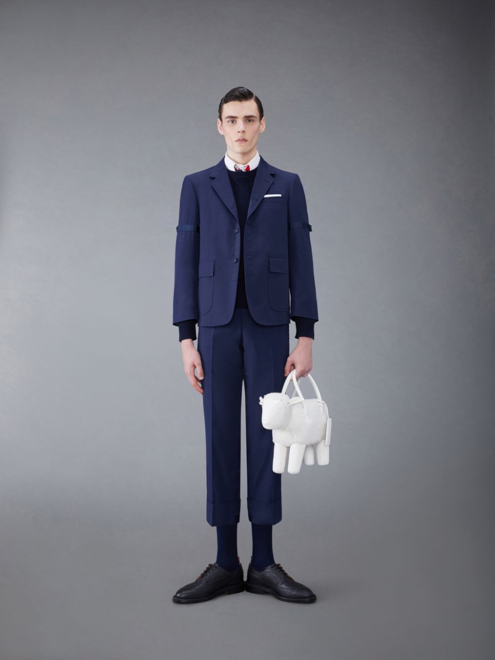 Men Thom Browne Wool Relaxed Pullover Blue | VKF42X55880