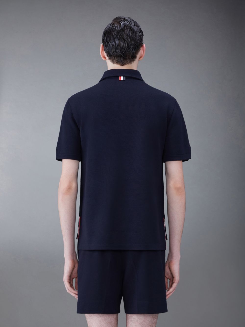 Men Thom Browne Wool Short Sleeve Polo Shirt Blue | INZ31E18968