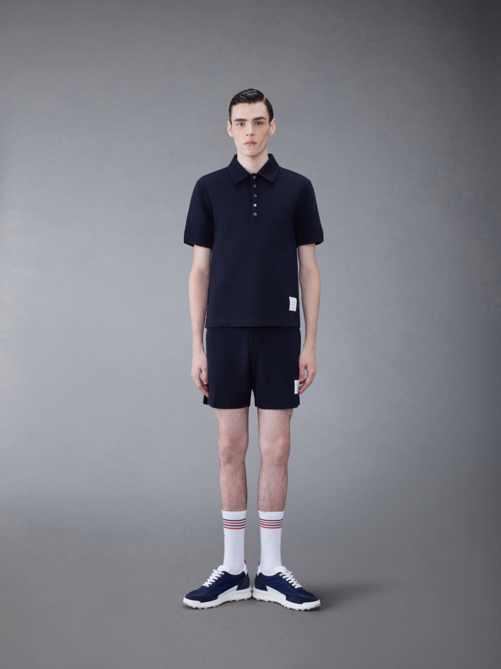 Men Thom Browne Wool Short Sleeve Polo Shirt Blue | INZ31E18968