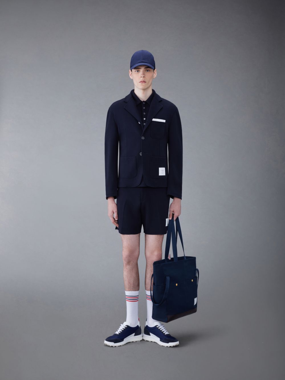 Men Thom Browne Wool Short Sleeve Polo Shirt Blue | INZ31E18968