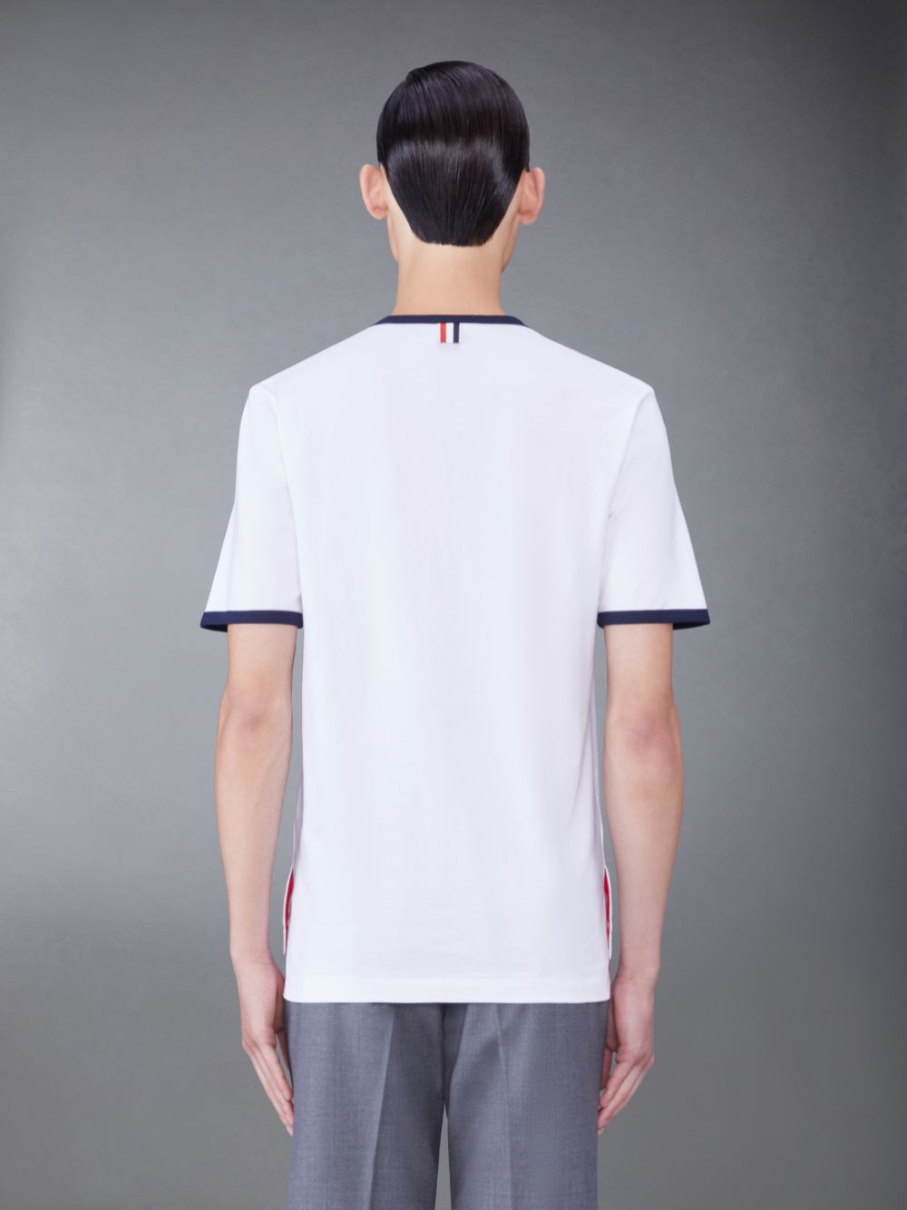 Men Thom Browne contrasting-trim T Shirts White | PCG72W55241