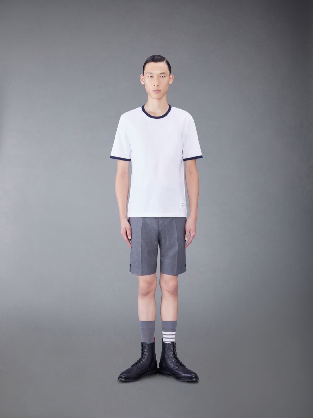 Men Thom Browne contrasting-trim T Shirts White | PCG72W55241