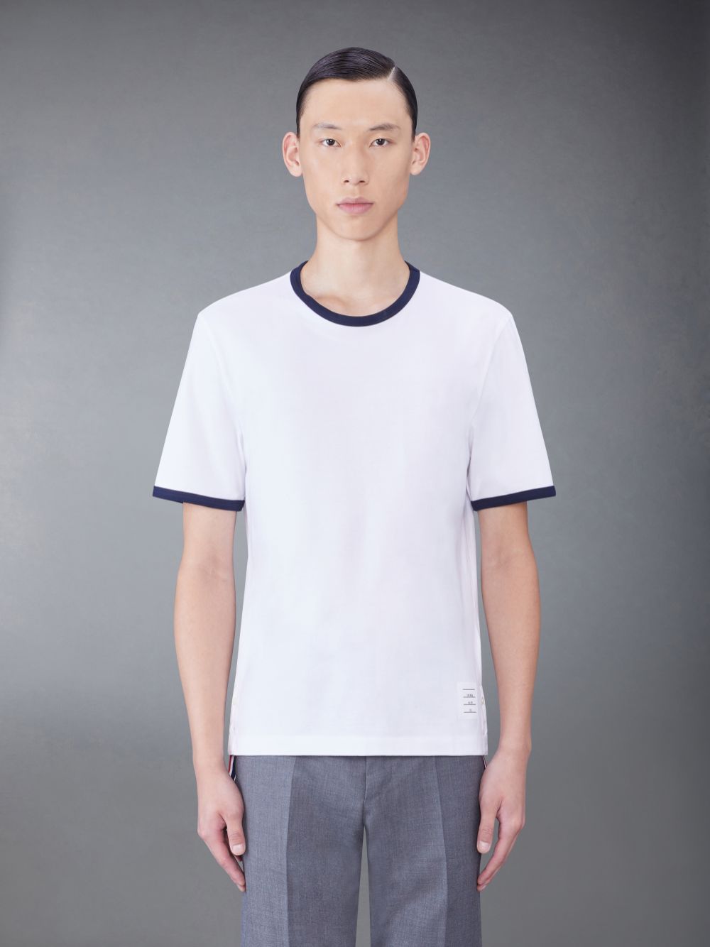 Men Thom Browne contrasting-trim T Shirts White | PCG72W55241