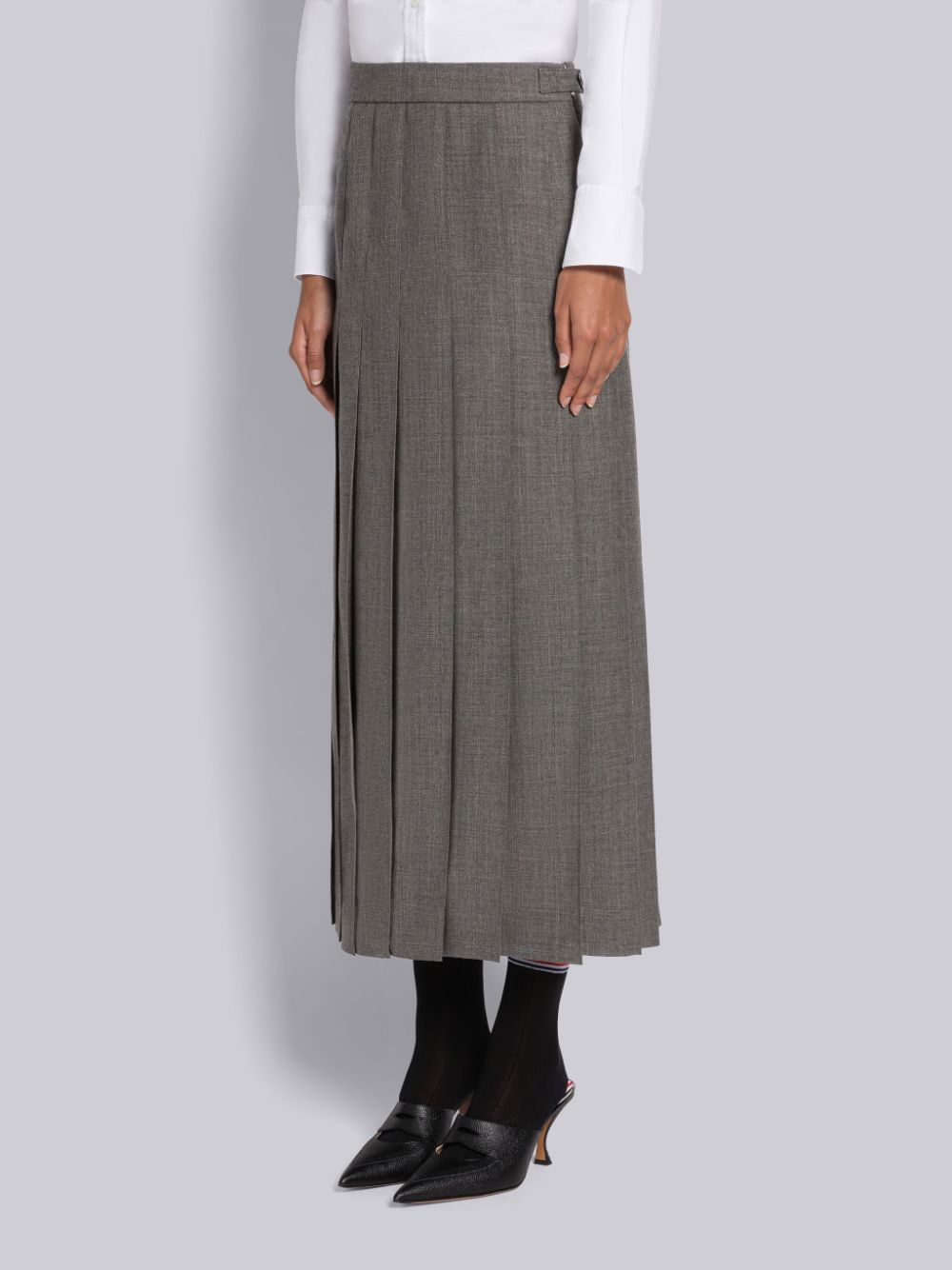 Women Thom Browne 2-Ply Fresco Pleated Straight Skirts Grey | ZFN96J09520