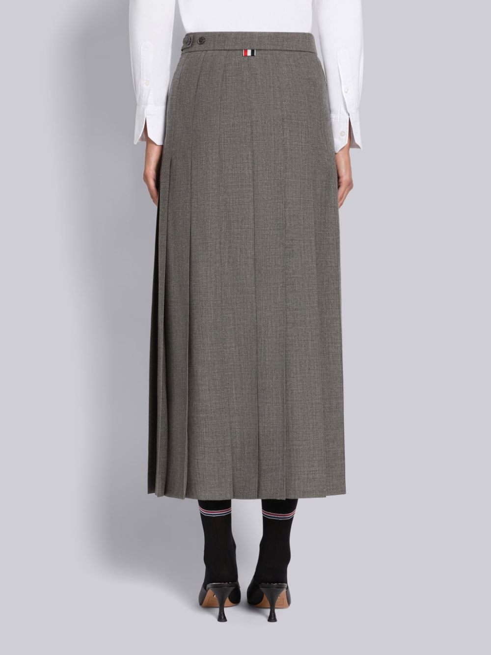 Women Thom Browne 2-Ply Fresco Pleated Straight Skirts Grey | ZFN96J09520