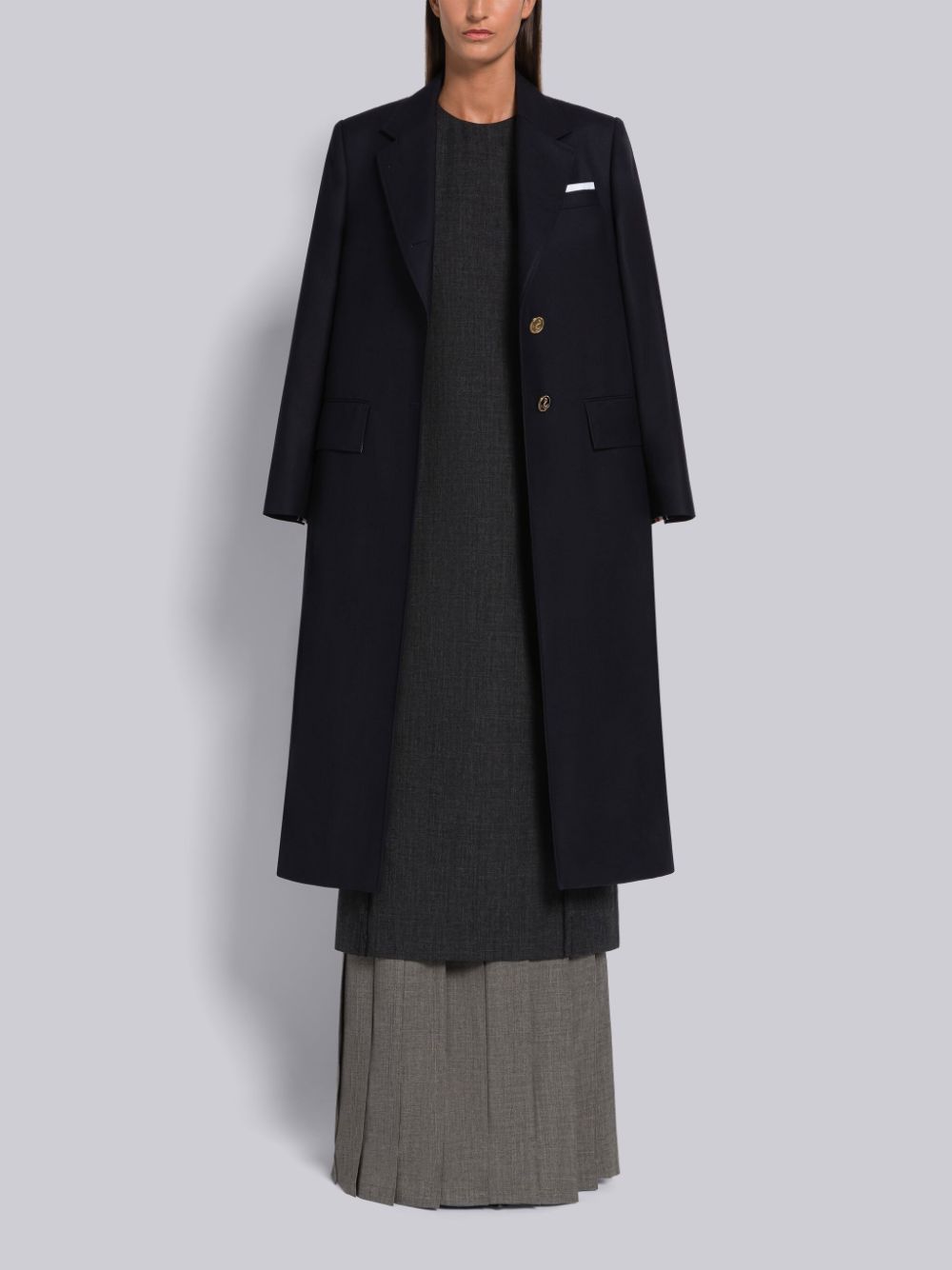 Women Thom Browne 2-Ply Fresco Pleated Straight Skirts Grey | ZFN96J09520