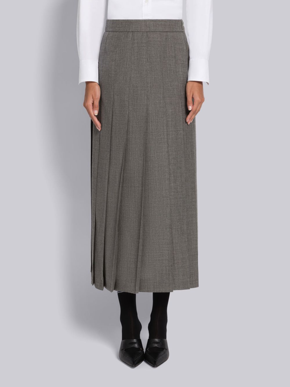 Women Thom Browne 2-Ply Fresco Pleated Straight Skirts Grey | ZFN96J09520