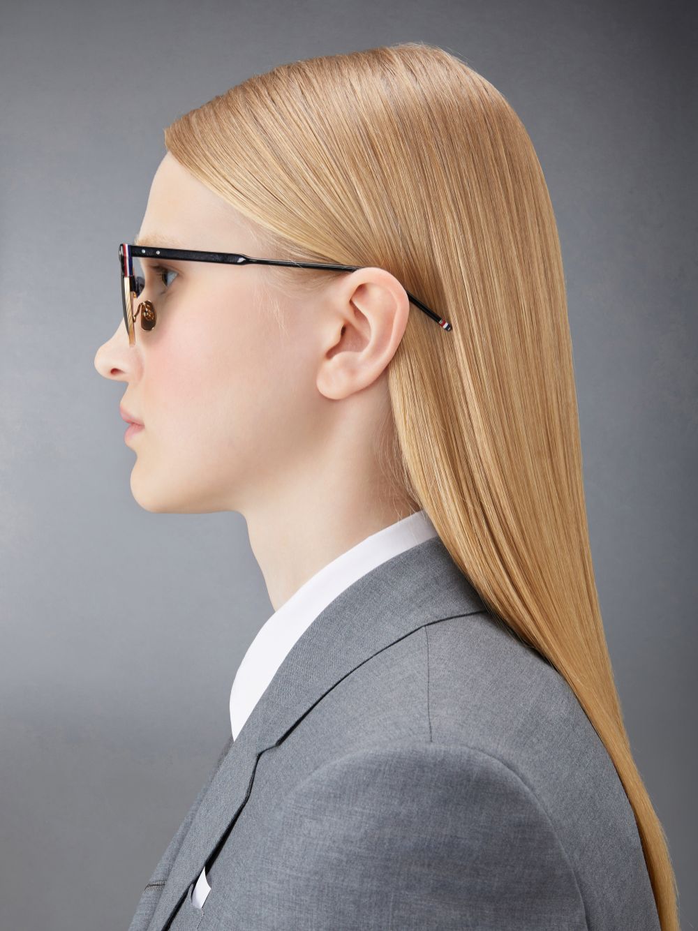 Women Thom Browne Acetate And Titanium Rectangular Sunglasses Black | NWI95X87387