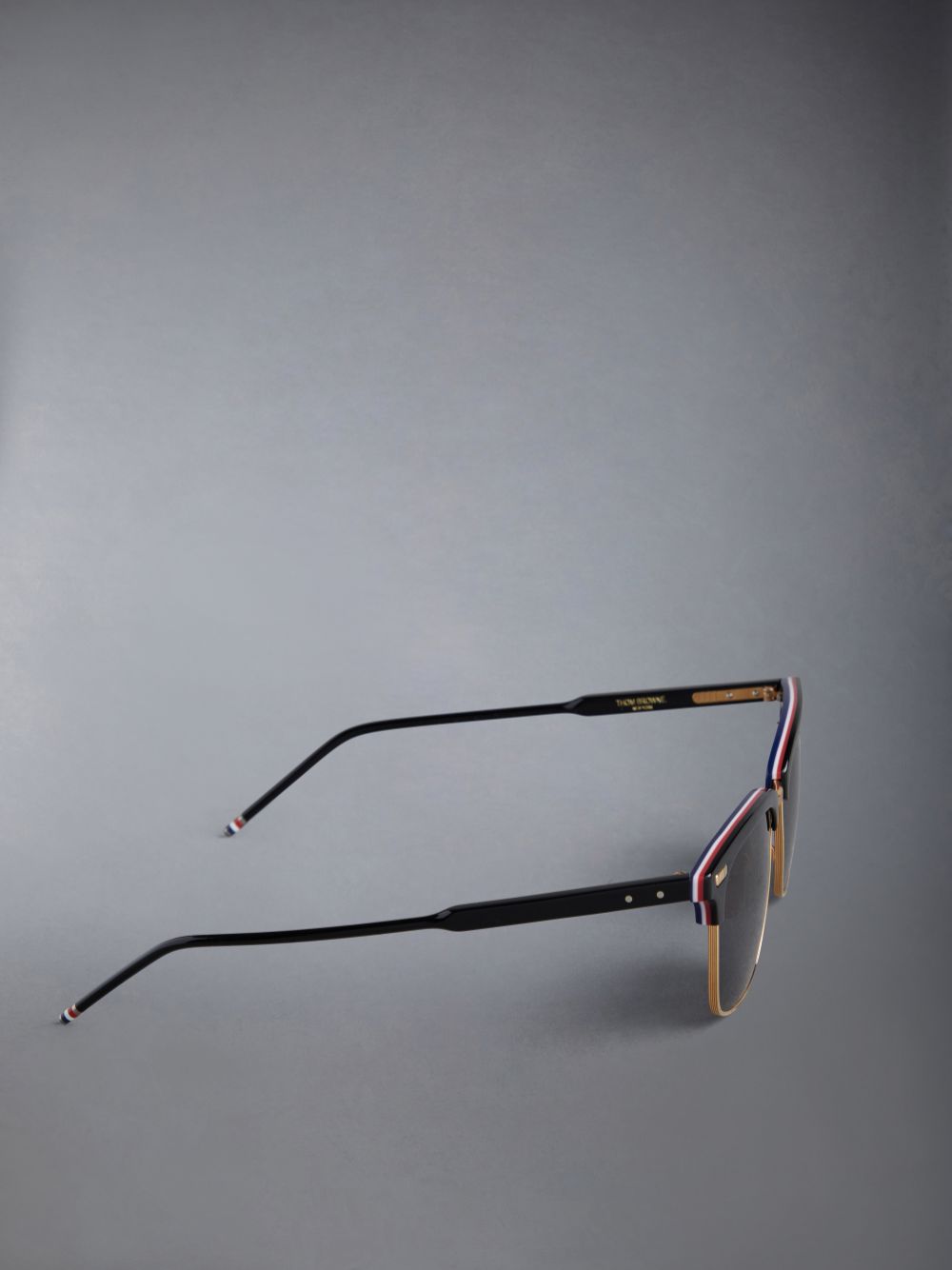 Women Thom Browne Acetate And Titanium Rectangular Sunglasses Black | NWI95X87387