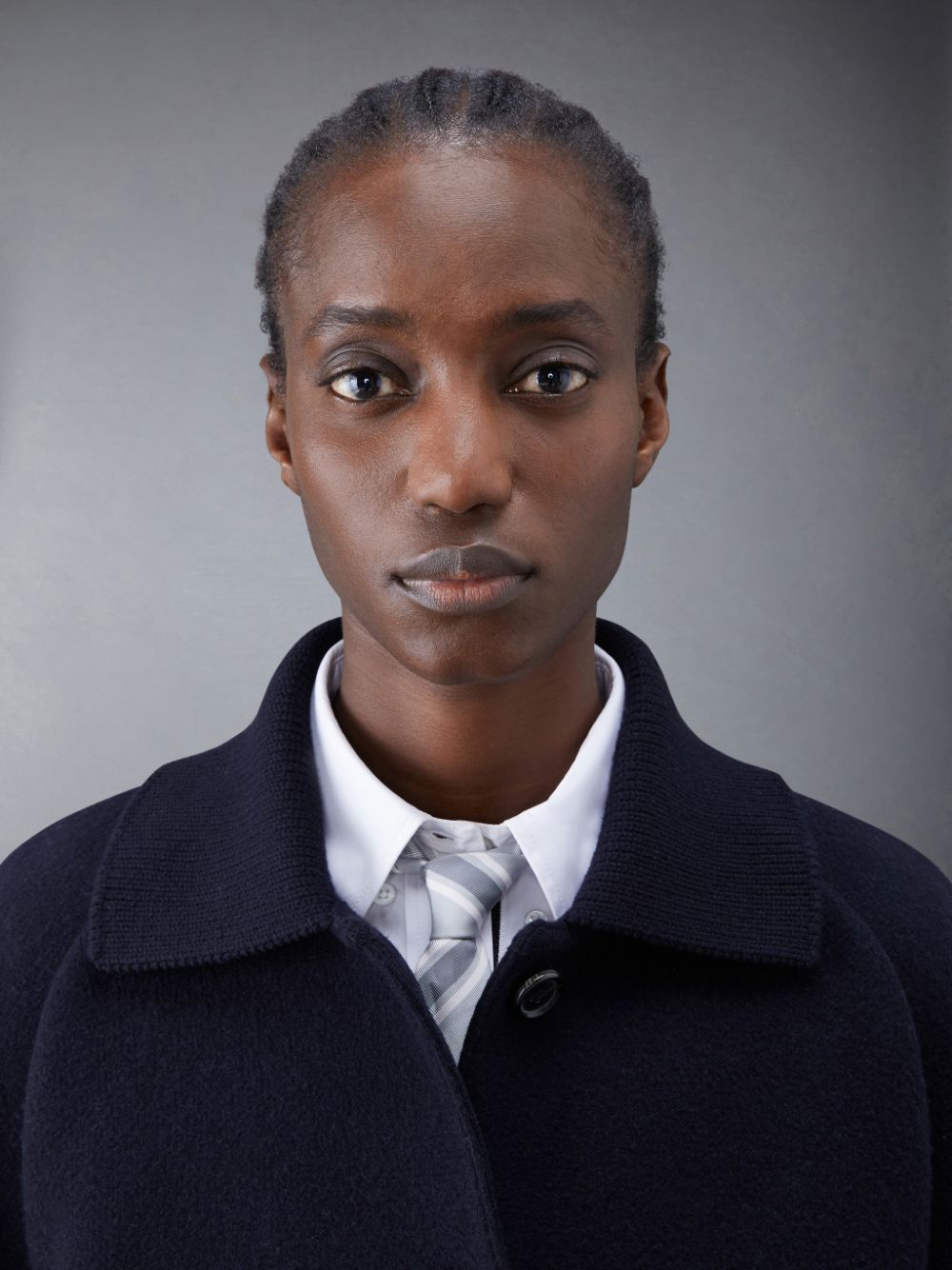 Women Thom Browne Boiled Wool Milano 4-Bar Cropped Car Coats Blue | DMW78I09029