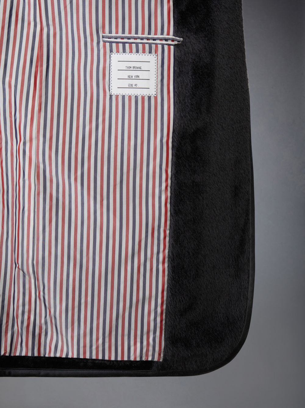 Women Thom Browne Brushed Alpaca Wool Satin Tipping Soft Shoulder Coats Black | LJY84W27296