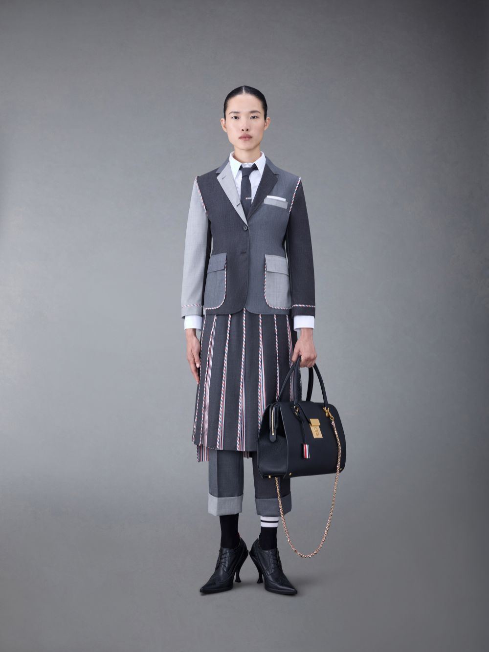Women Thom Browne Classic Funmix Twill Sportcoat Coats Grey | WTU26W24882