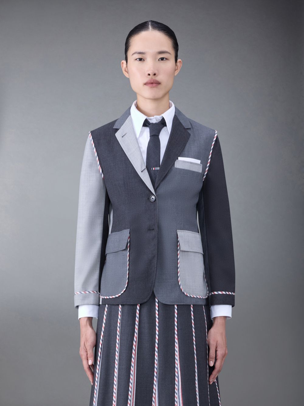 Women Thom Browne Classic Funmix Twill Sportcoat Coats Grey | WTU26W24882
