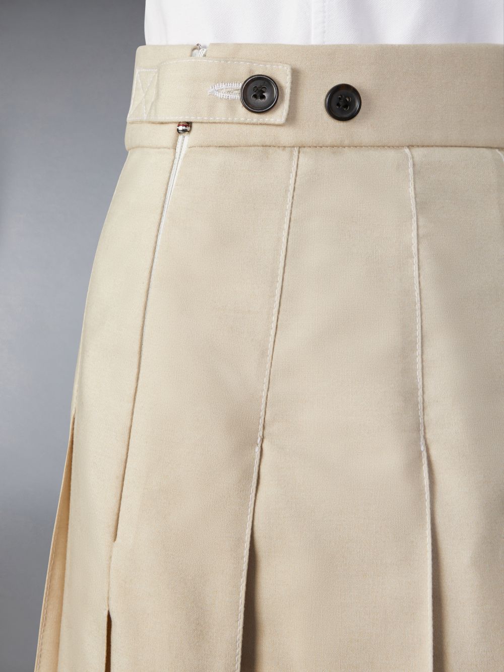 Women Thom Browne Classic Typewriter Midi Pleated Skirts Beige | XXH92W55391