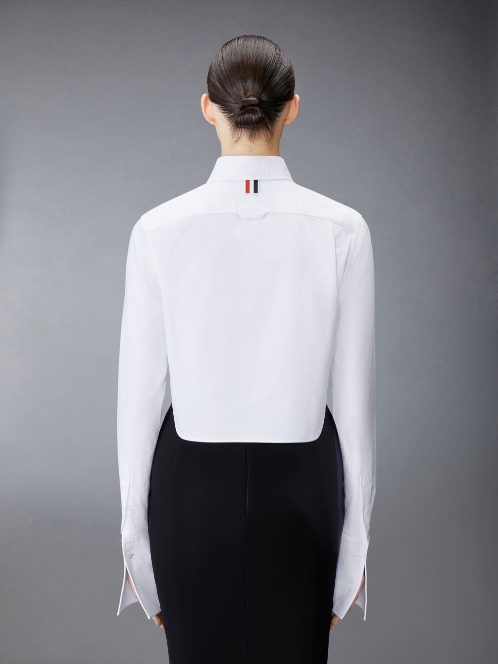 Women Thom Browne Cotton Nevermore Stitch Cropped Shirts White | AHZ87C10876