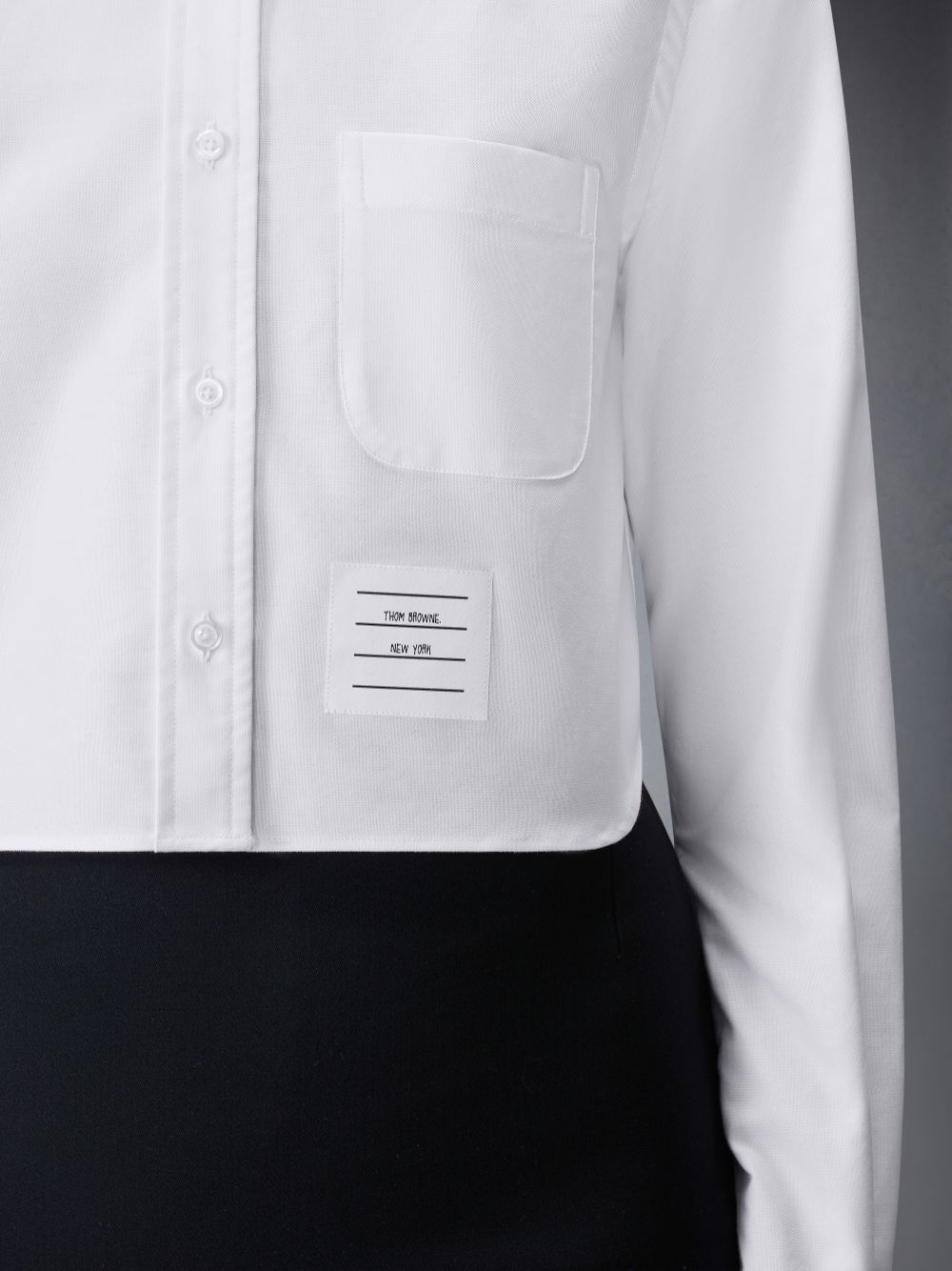 Women Thom Browne Cotton Nevermore Stitch Cropped Shirts White | AHZ87C10876