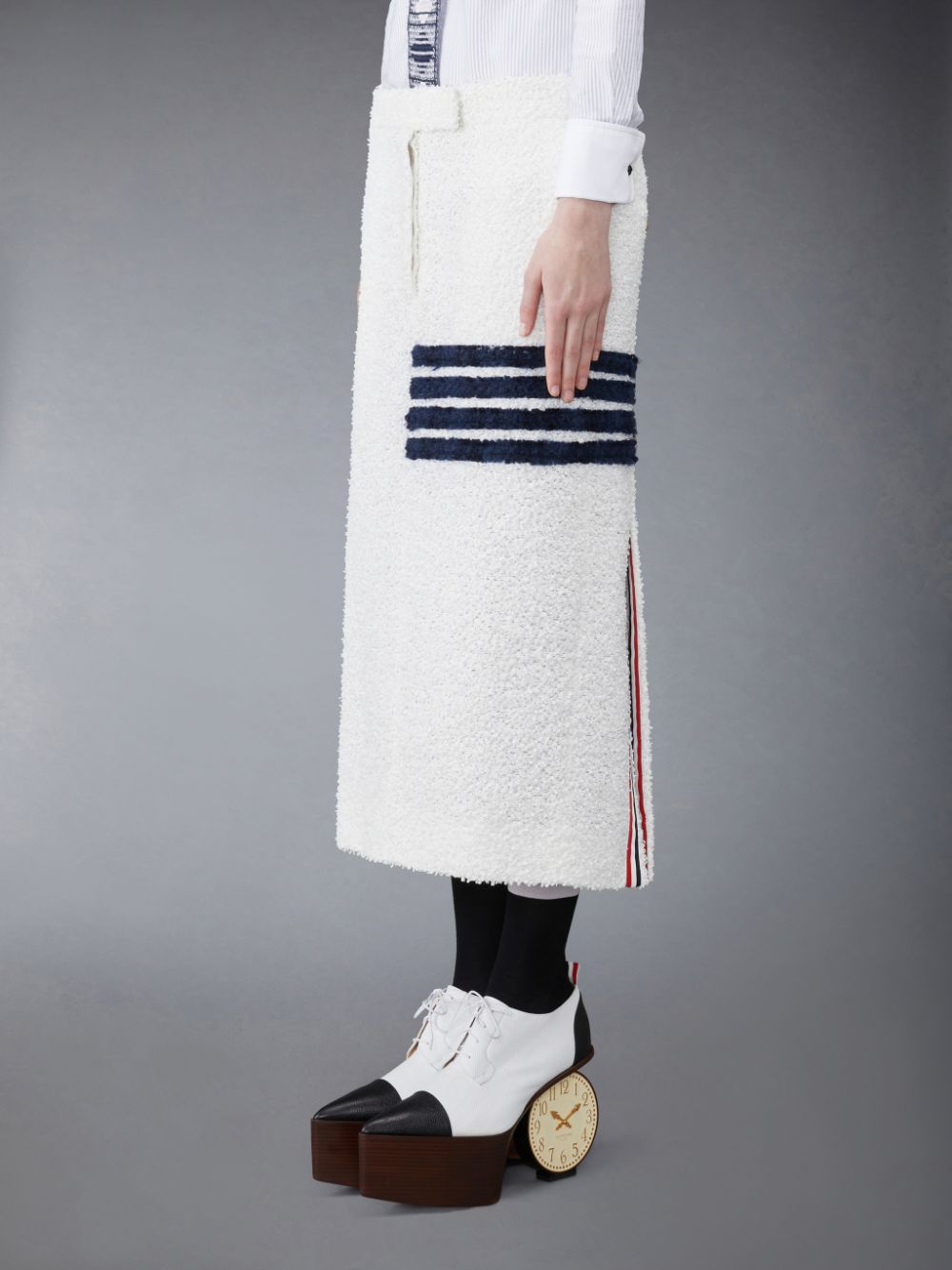Women Thom Browne EYELASH TWEED LOW WAIST 4-BAR Skirts White | PRG99I47509