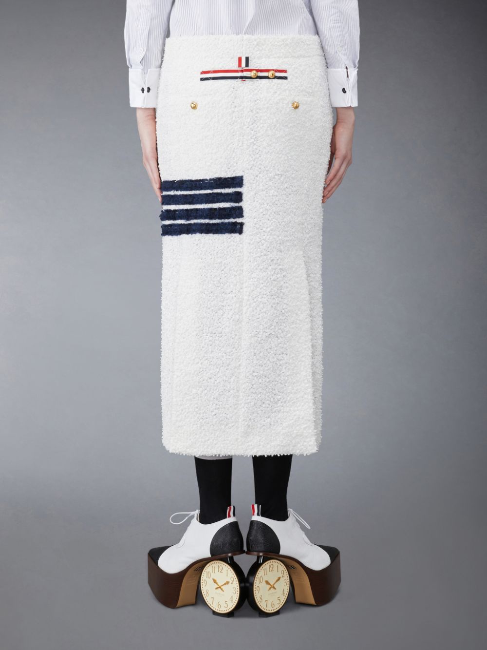 Women Thom Browne EYELASH TWEED LOW WAIST 4-BAR Skirts White | PRG99I47509
