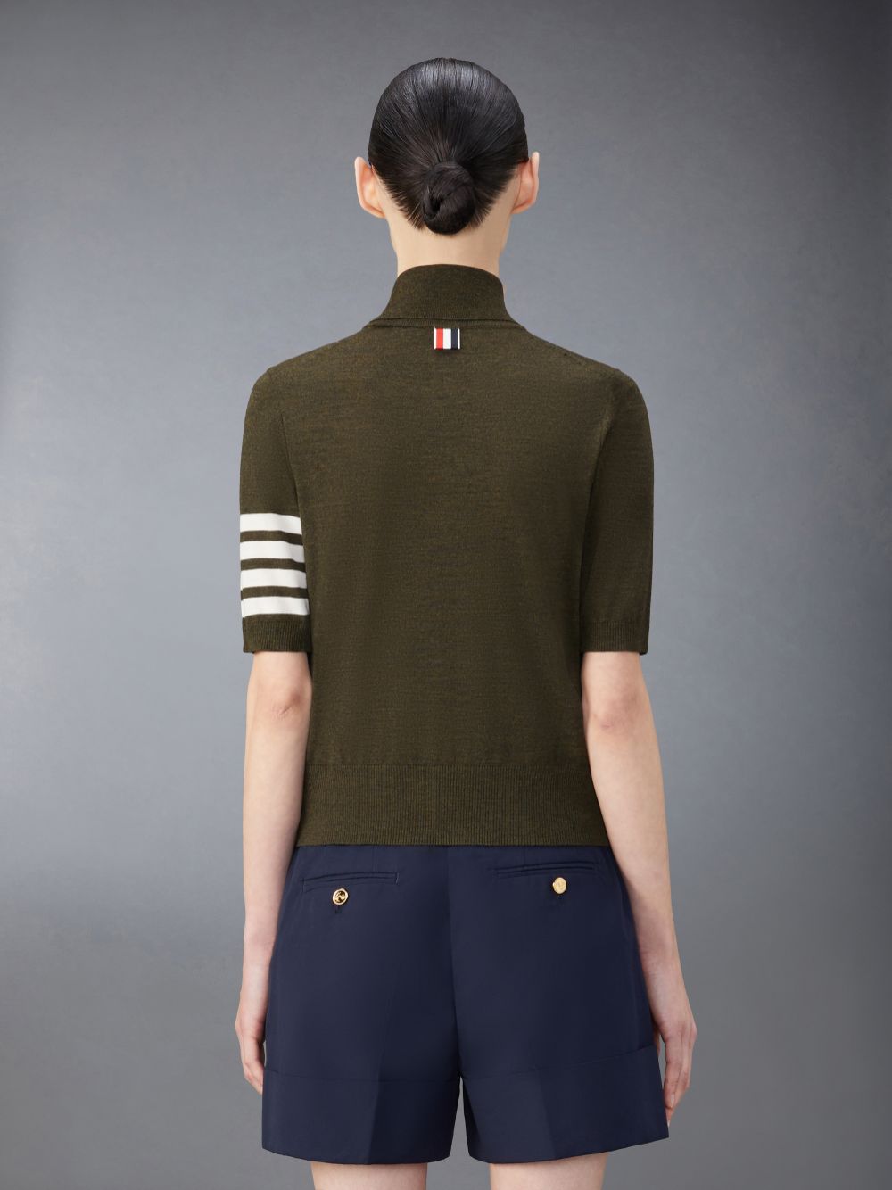 Women Thom Browne Fine Merino Wool 4-Bar Relaxed Fit Turtleneck T Shirts Green | HPT88Q65054