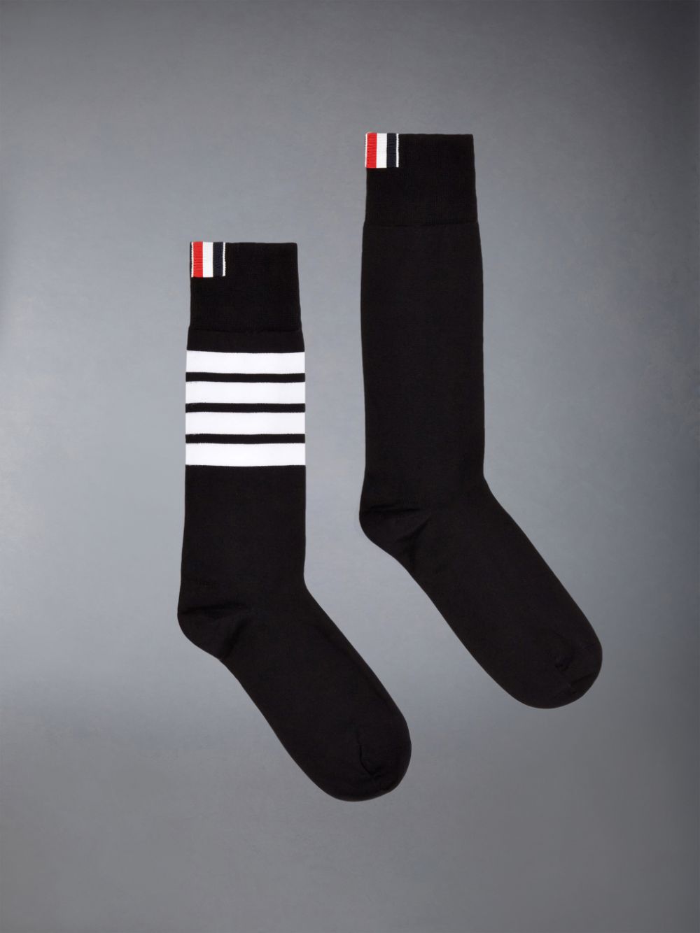 Women Thom Browne Lightweight Cotton Mid-calf 4-Bar Socks Black | CLX63Y32769