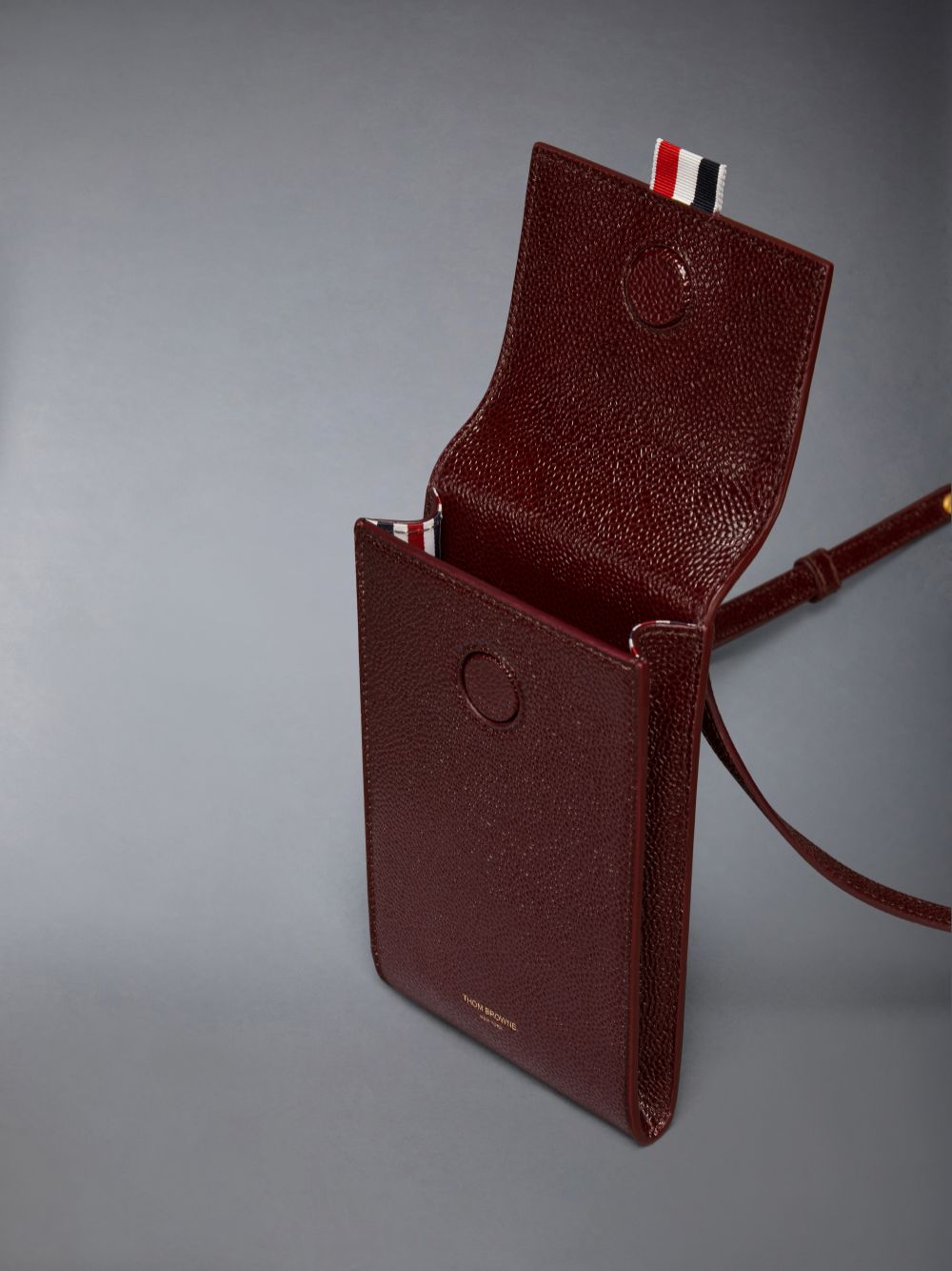 Women Thom Browne Lucido Leather Phone Holder Crossbody Bags Red | ZHX45Y30389