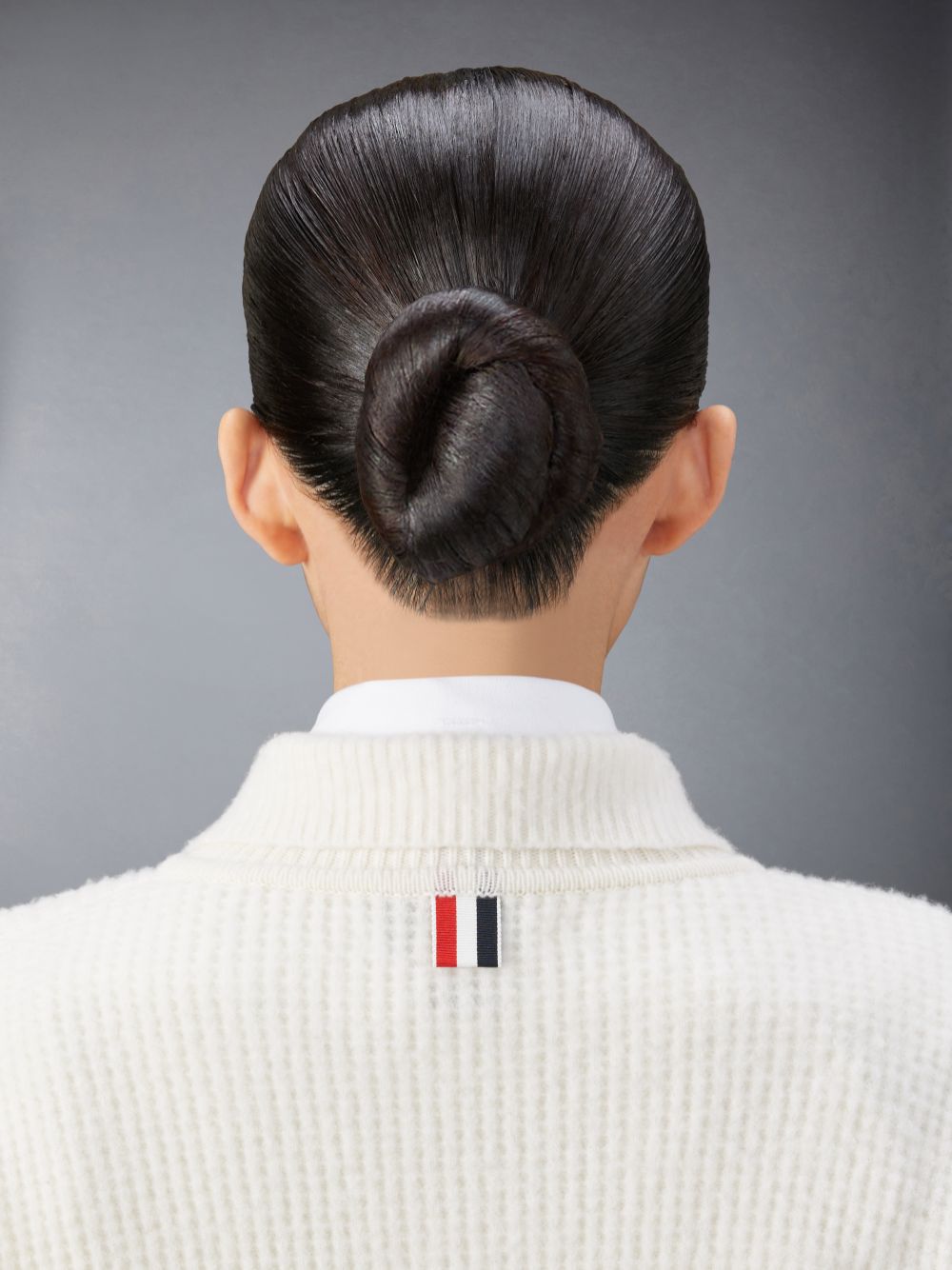 Women Thom Browne Merino Wool Brushed Tuck Stitch Polo Cardigan White | UCH73A25801