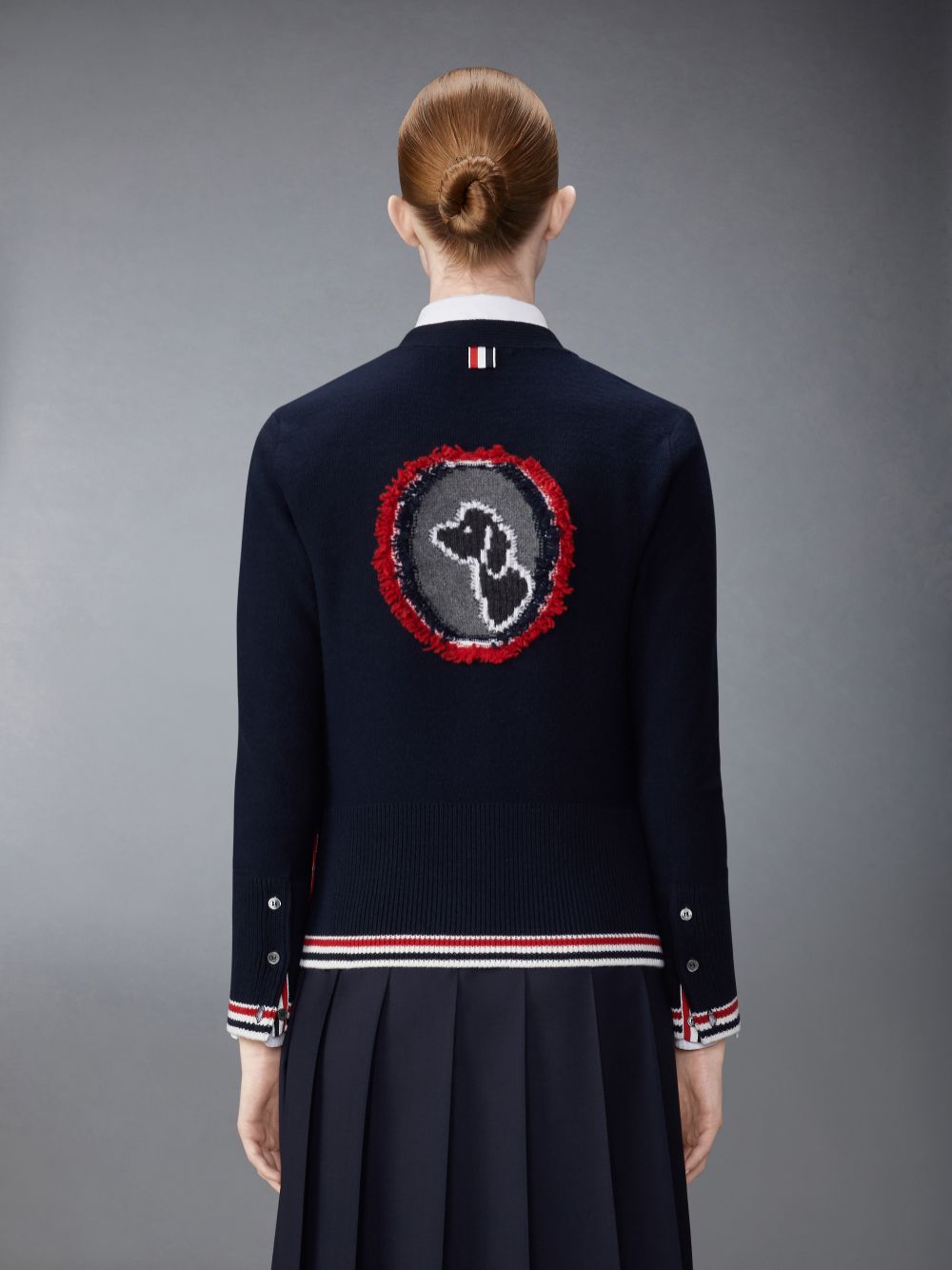 Women Thom Browne Merino Wool Hector Fringe Classic Cardigan Blue | PNE13F11911