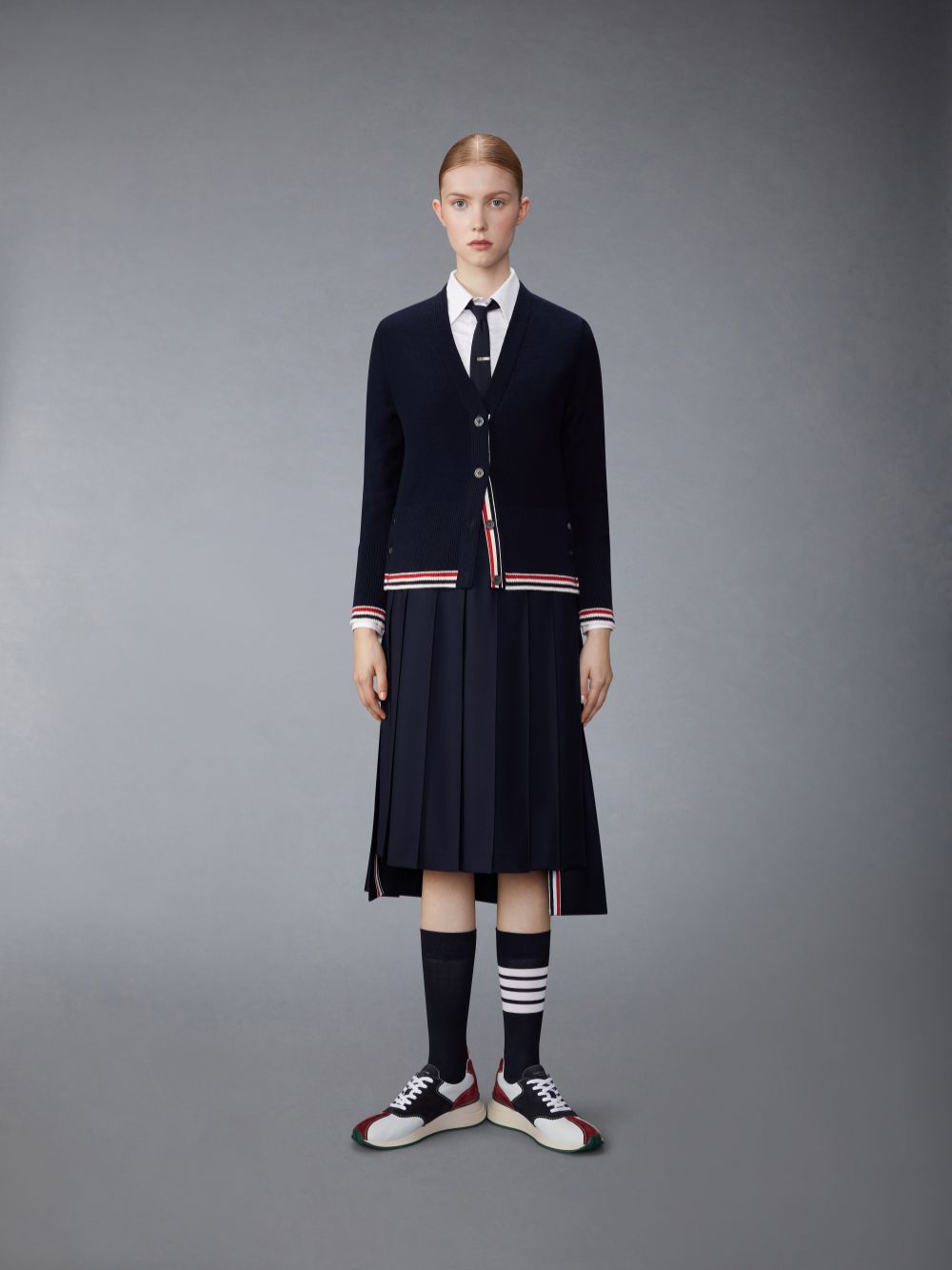 Women Thom Browne Merino Wool Hector Fringe Classic Cardigan Blue | PNE13F11911