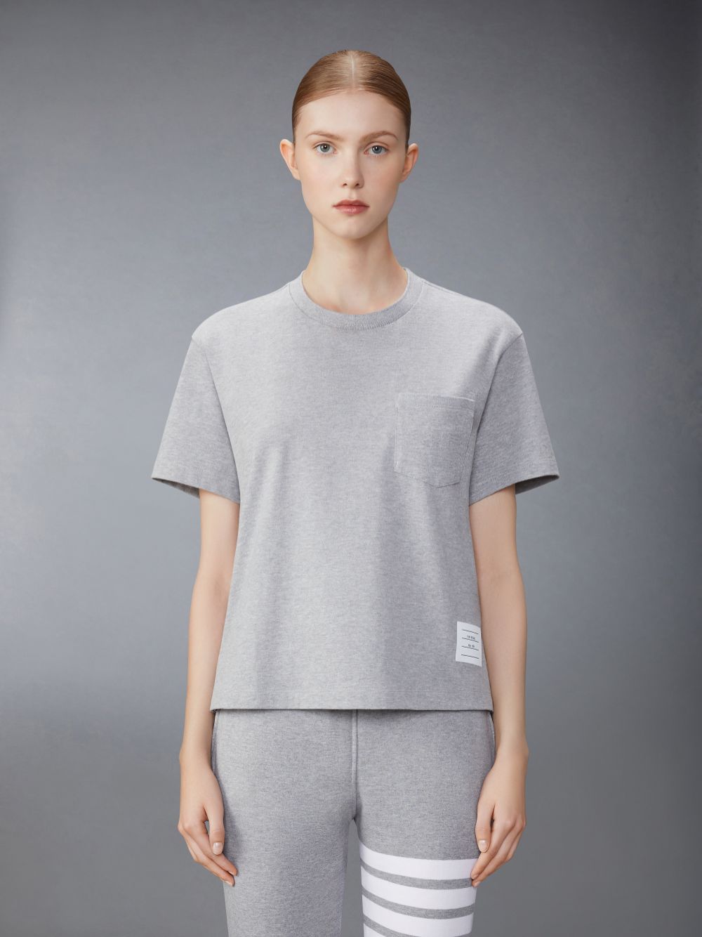 Women Thom Browne Midweight Jersey Boxy Short Sleeve Pocket T Shirts Grey | HZK98O99211
